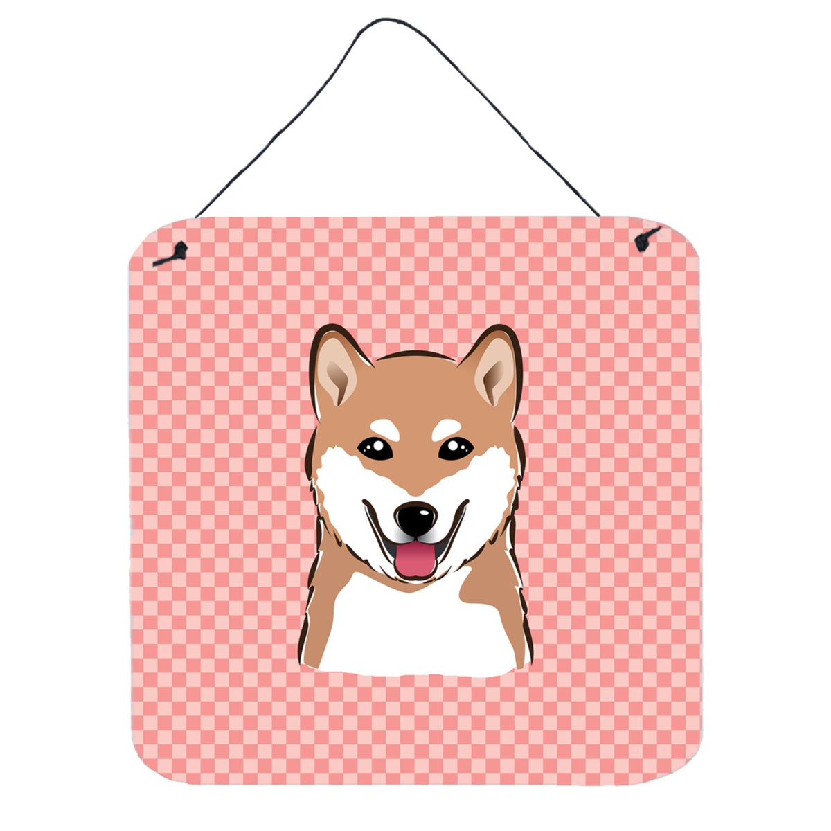 'Caroline'S Treasures Checkerboard Pink Shiba Inu Wall Or Door Hanging Prints, 6 X 6''''''