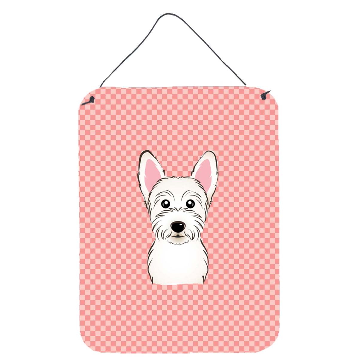 'Caroline'S Treasures Checkerboard Pink Westie Wall Or Door Hanging Prints, 16'''' X 12''''''