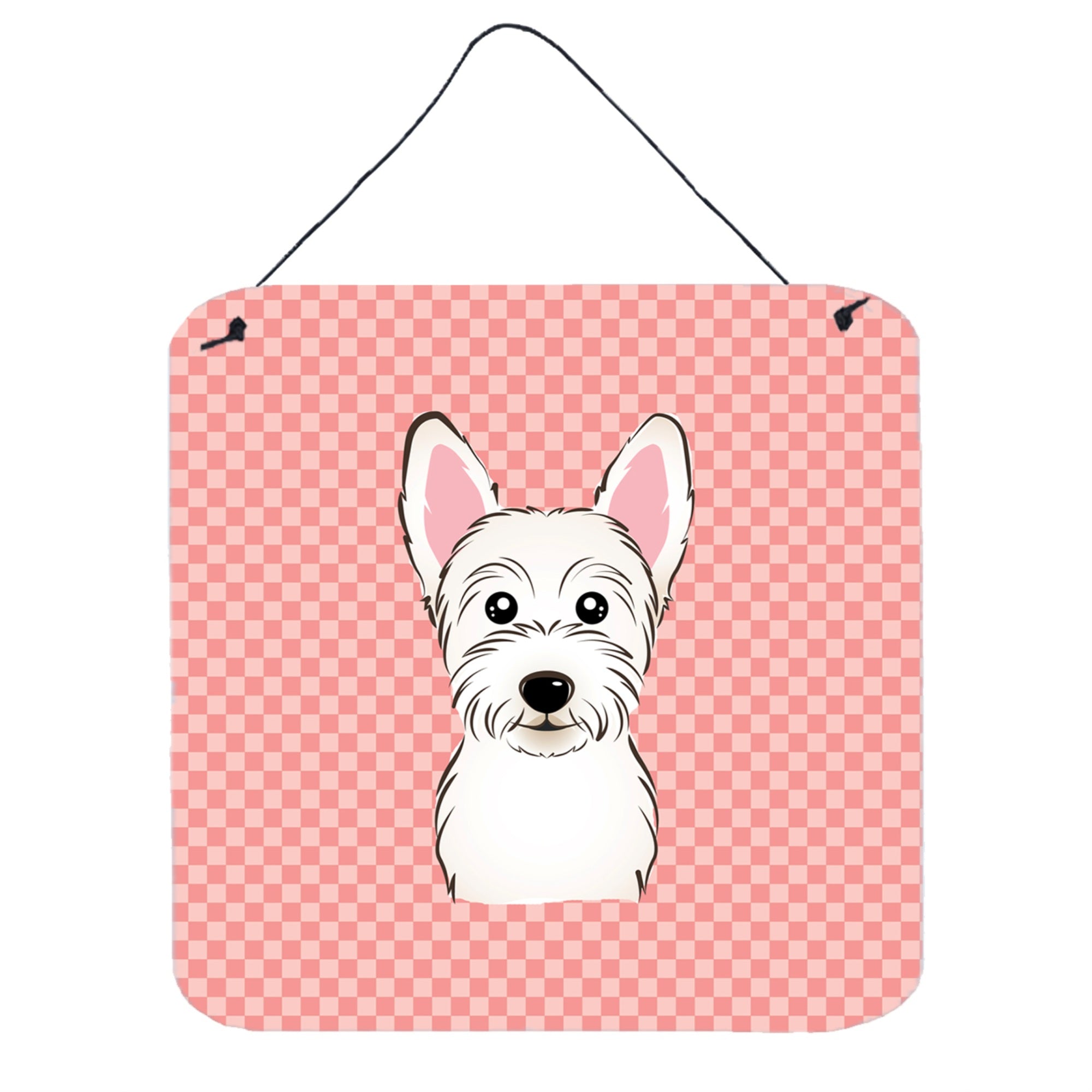 'Caroline'S Treasures Checkerboard Pink Westie Aluminum Metal Wall Or Door Hanging Prints, 6 X 6''''''