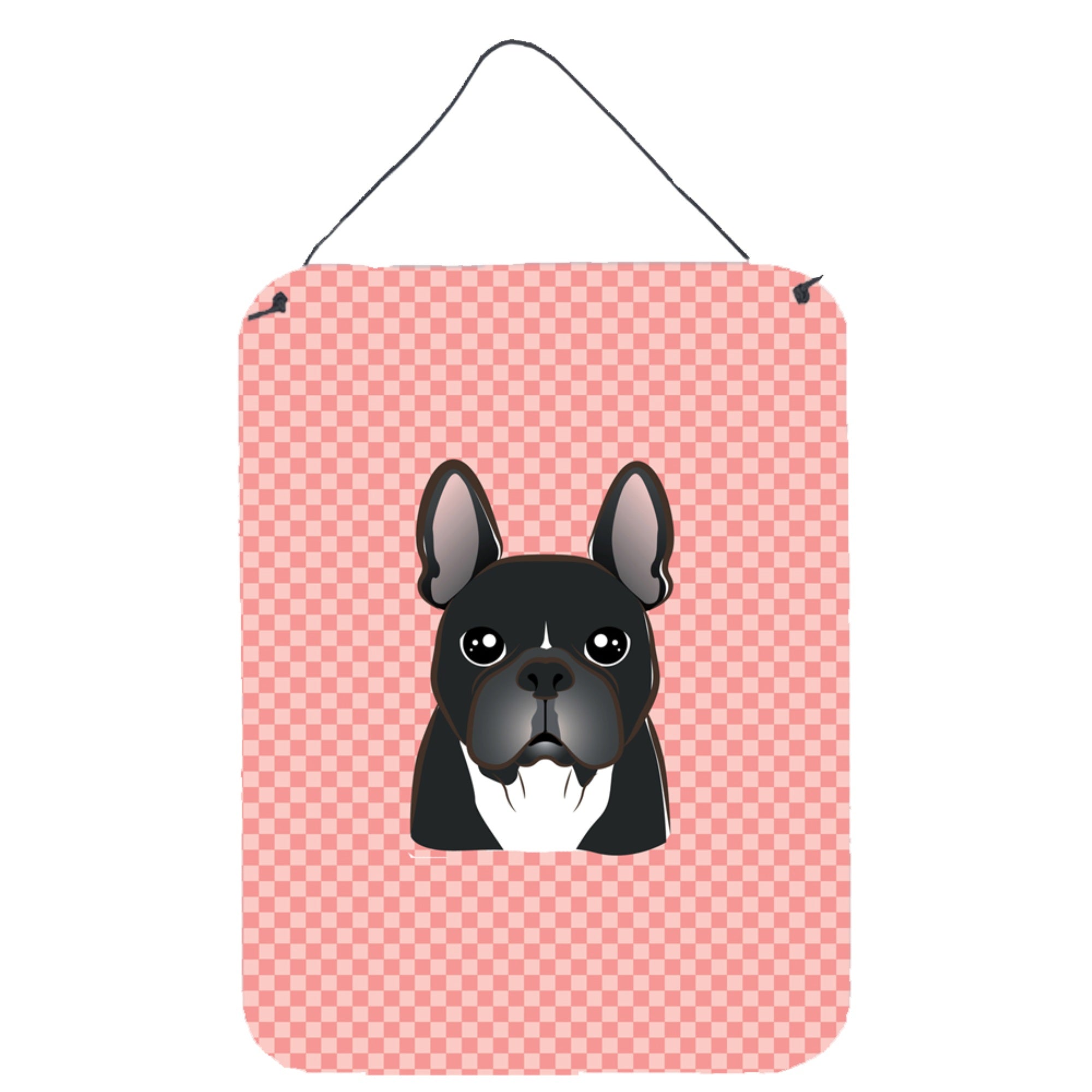 'Caroline'S Treasures Bb1227Ds1216 Checkerboard Pink French Bulldog Wall Or Door Hanging Prints, 16'''' X 12''''''