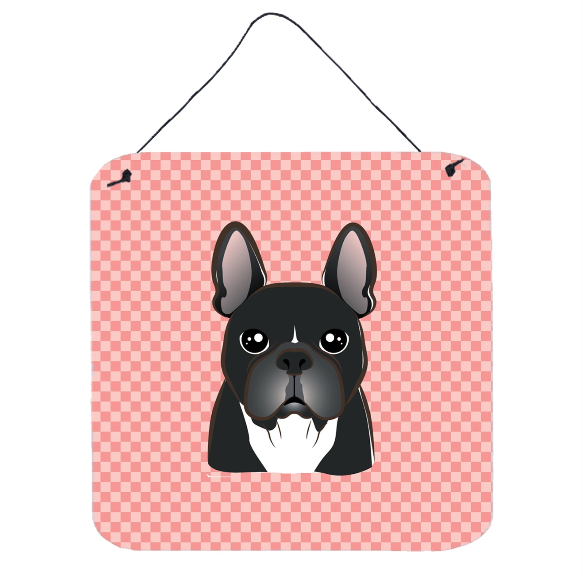 'Caroline'S Treasures Bb1227Ds66 Checkerboard Pink French Bulldog Wall Or Door Hanging Prints, 6 X 6''''''