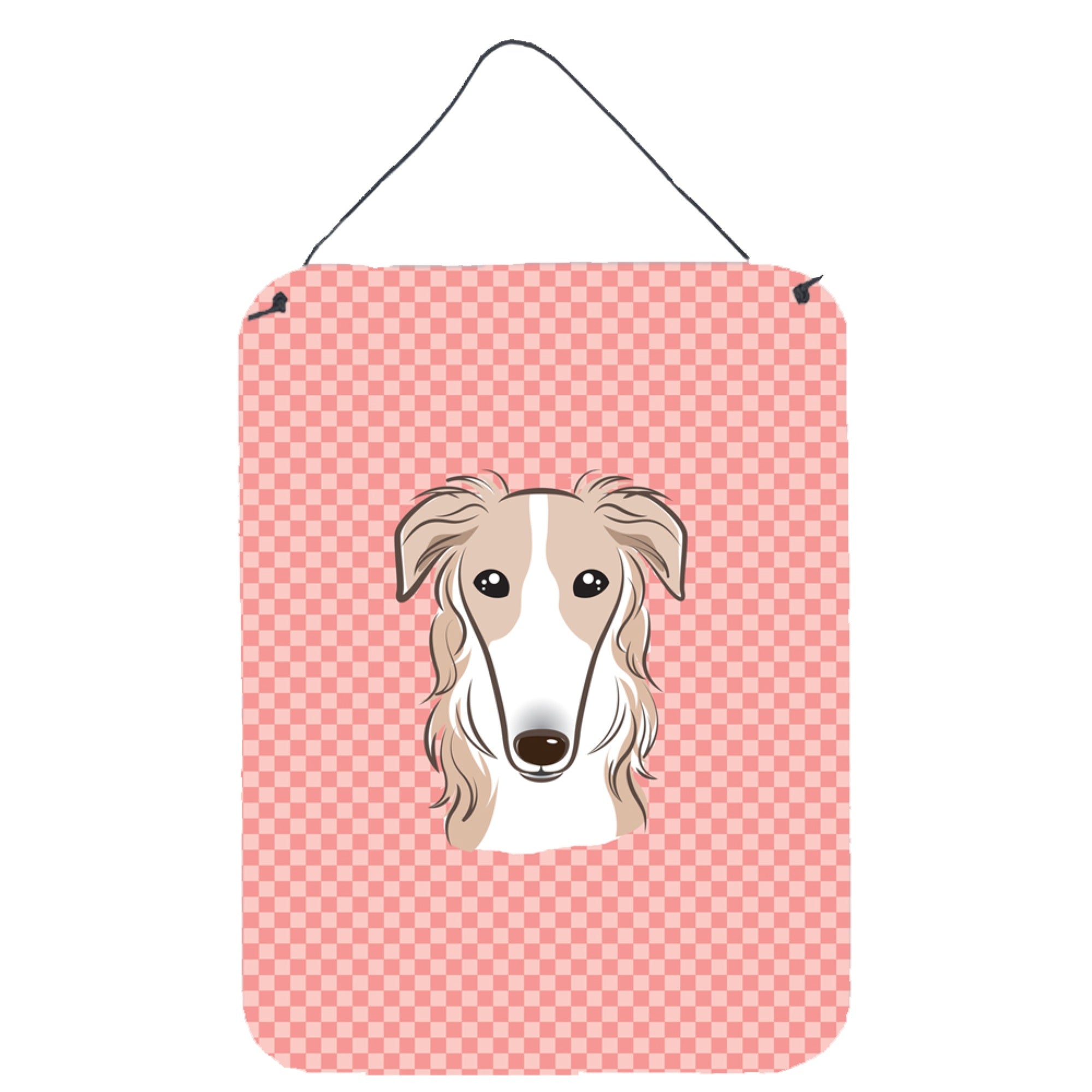 'Caroline'S Treasures Checkerboard Pink Borzoi Wall Or Door Hanging Prints, 16'''' X 12''''''