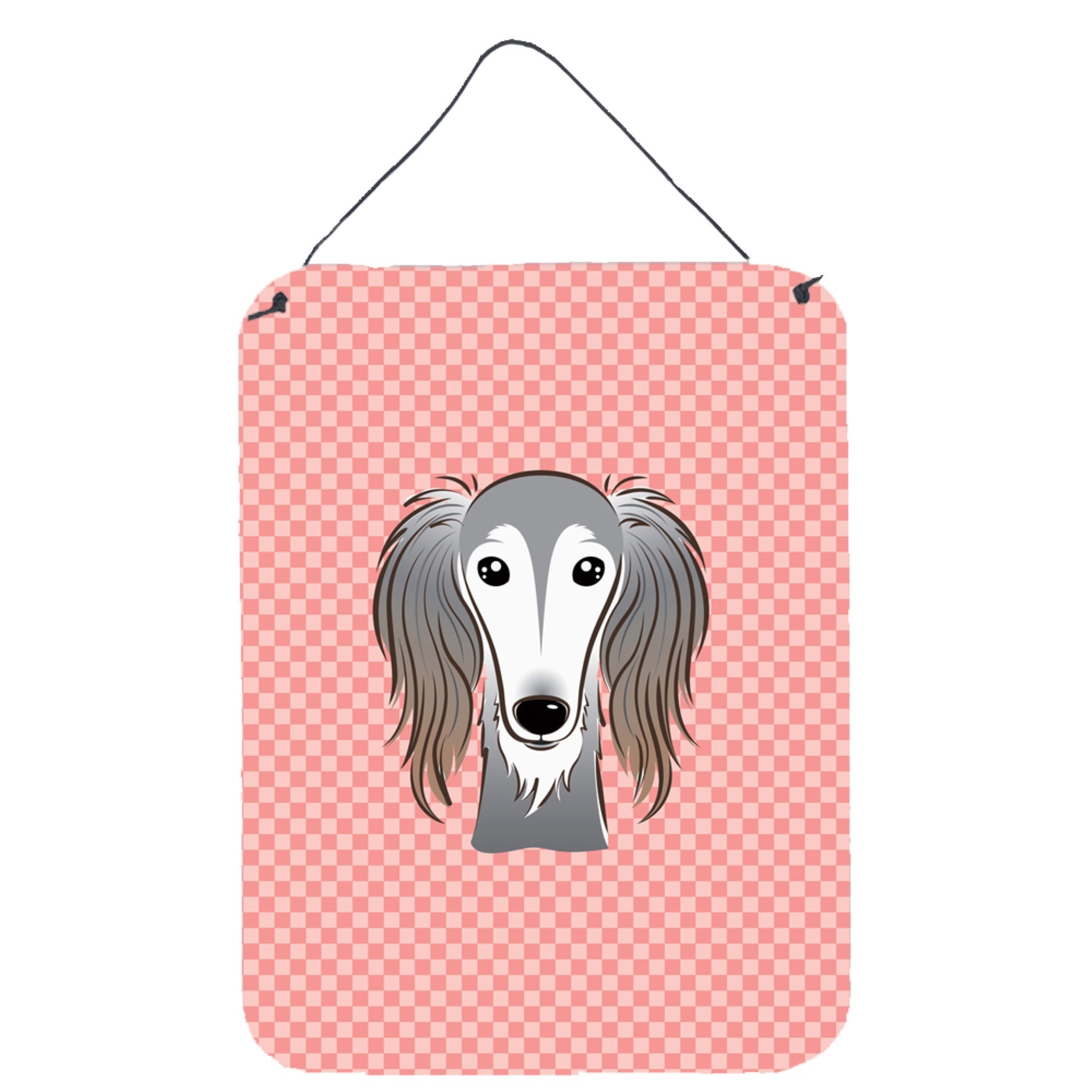 'Caroline'S Treasures Checkerboard Pink Saluki Wall Or Door Hanging Prints, 16'''' X 12''''''