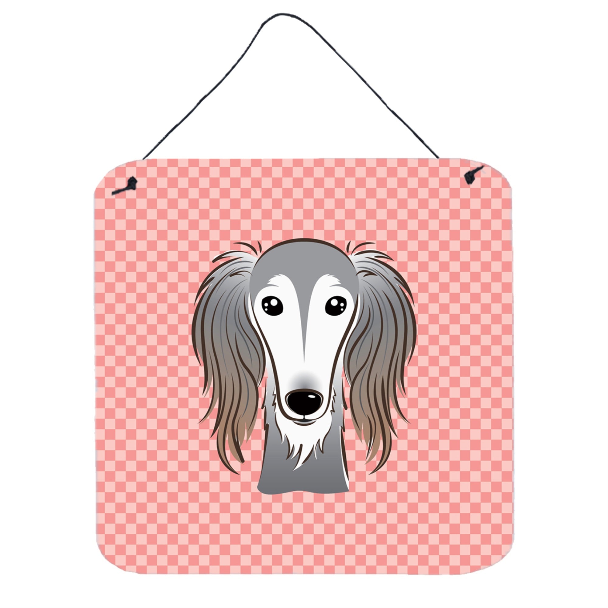 'Caroline'S Treasures Checkerboard Pink Saluki Aluminum Metal Wall Or Door Hanging Prints, 6 X 6''''''