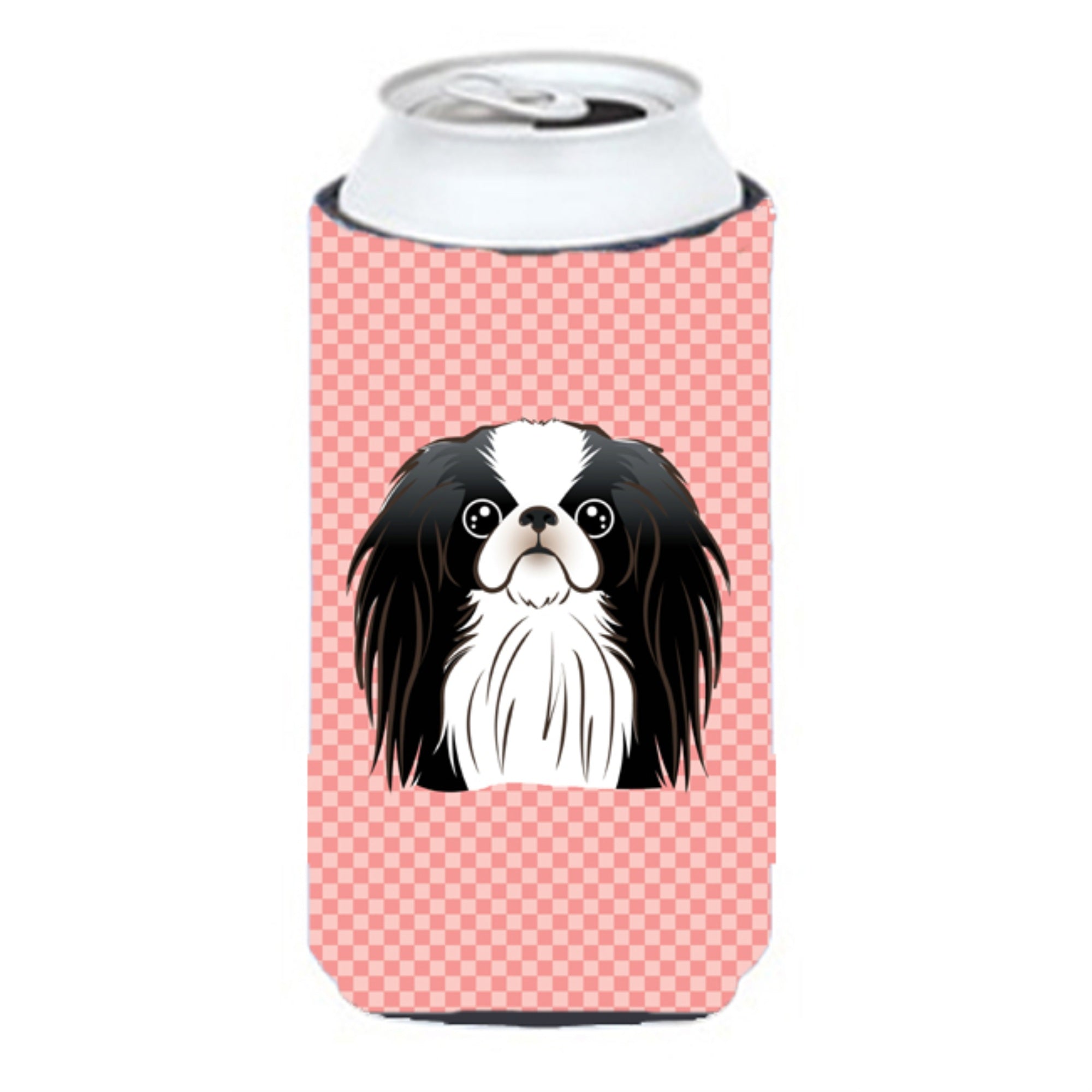 Checkerboard Pink Japanese Chin Tall Boy Beverage Insulator Hugger Bb1230Tbc