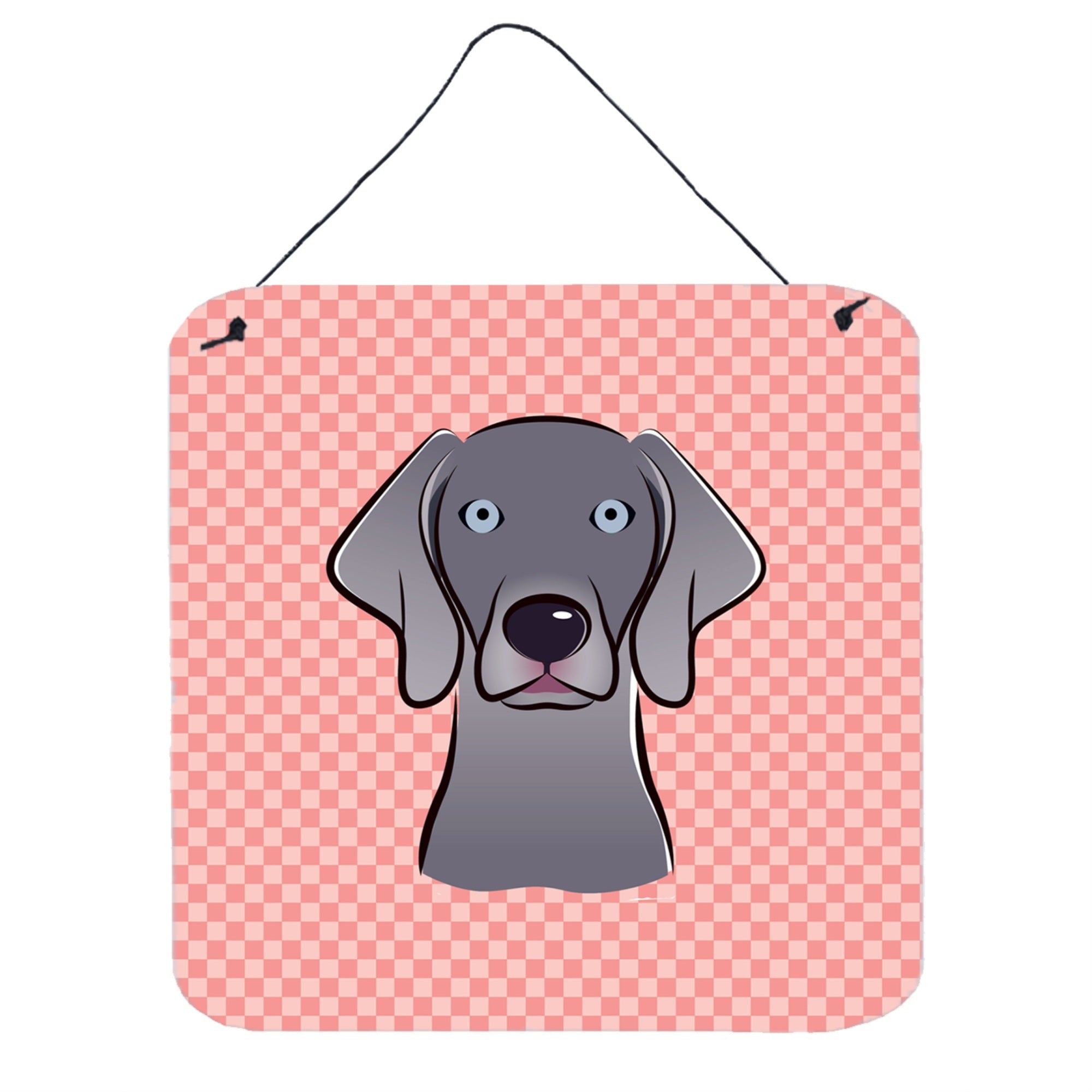 'Caroline'S Treasures Bb1231Ds66 Checkerboard Blue Weimaraner Wall Or Door Hanging Prints, 6 X 6''''''