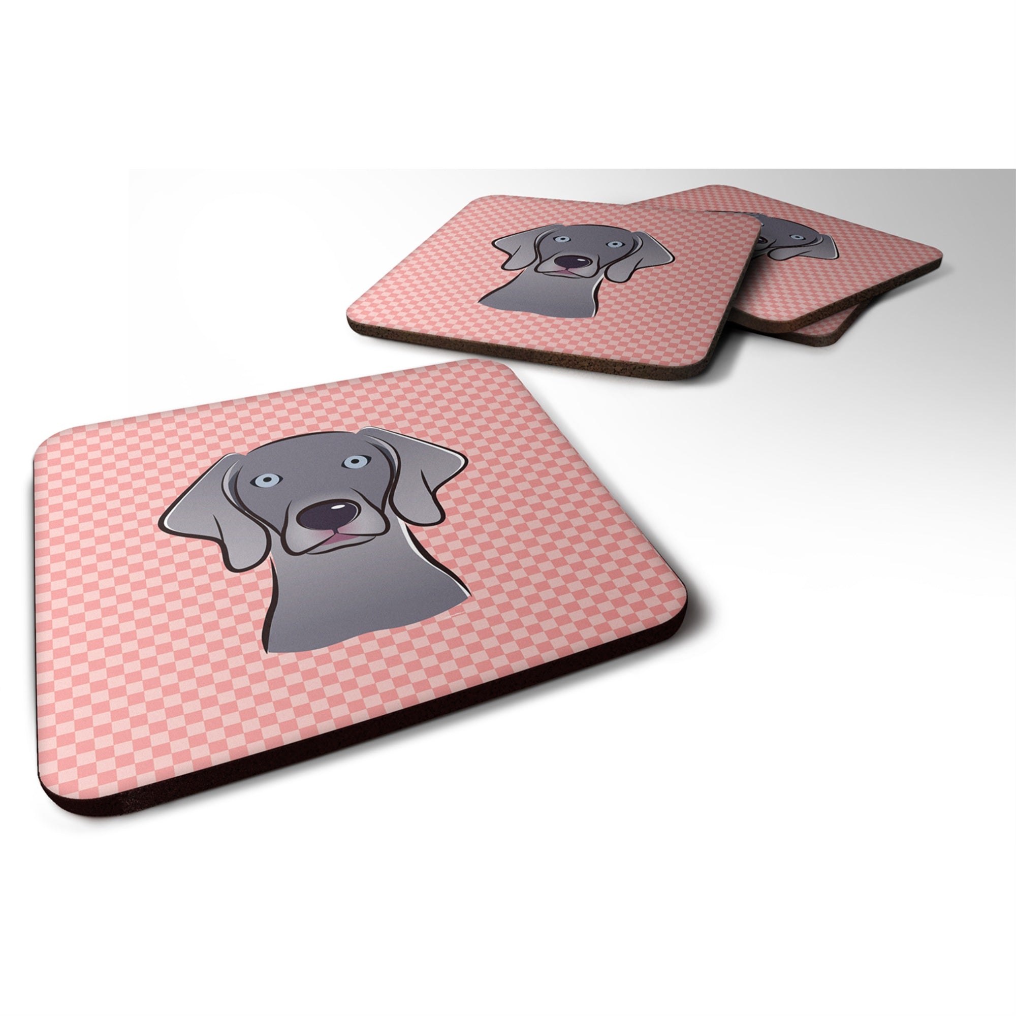 'Caroline'S Treasures Bb1231Fc Checkerboard Blue Weimaraner Foam Coaster (Set Of 4), 3.5'''' H X 3.5'''' W, Multicolor''