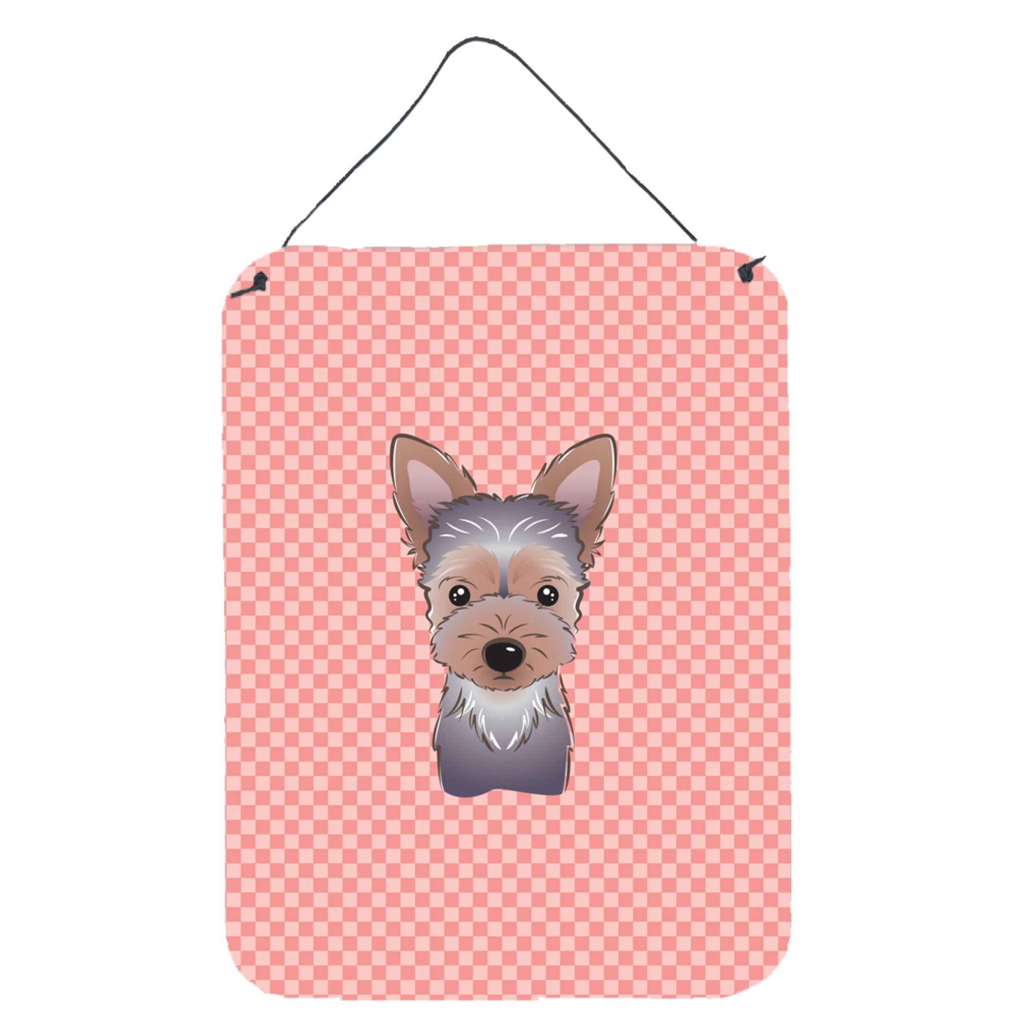'Caroline'S Treasures Checkerboard Pink Yorkie Puppy Wall Or Door Hanging Prints, 16'''' X 12''''''