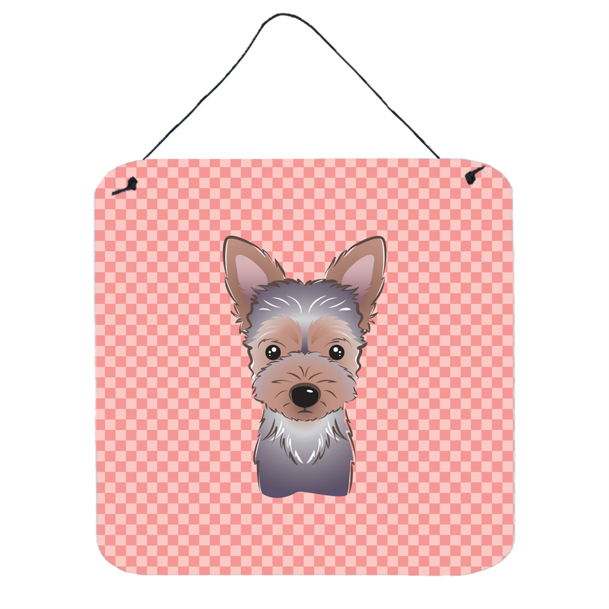 'Caroline'S Treasures Checkerboard Pink Yorkie Puppy Wall Or Door Hanging Prints, 6 X 6''''''