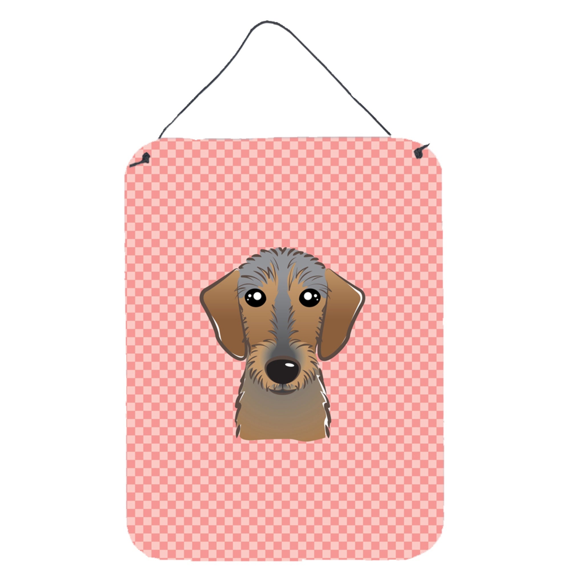 'Caroline'S Treasures Checkerboard Pink Wirehaired Dachshund Wall Or Door Hanging Prints, 16'''' X 12''''''