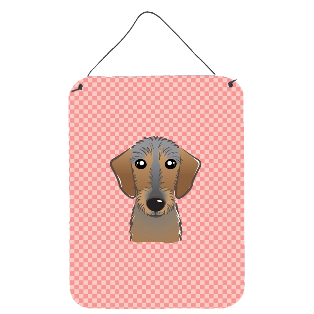 'Caroline'S Treasures Checkerboard Pink Wirehaired Dachshund Wall Or Door Hanging Prints, 16'''' X 12''''''