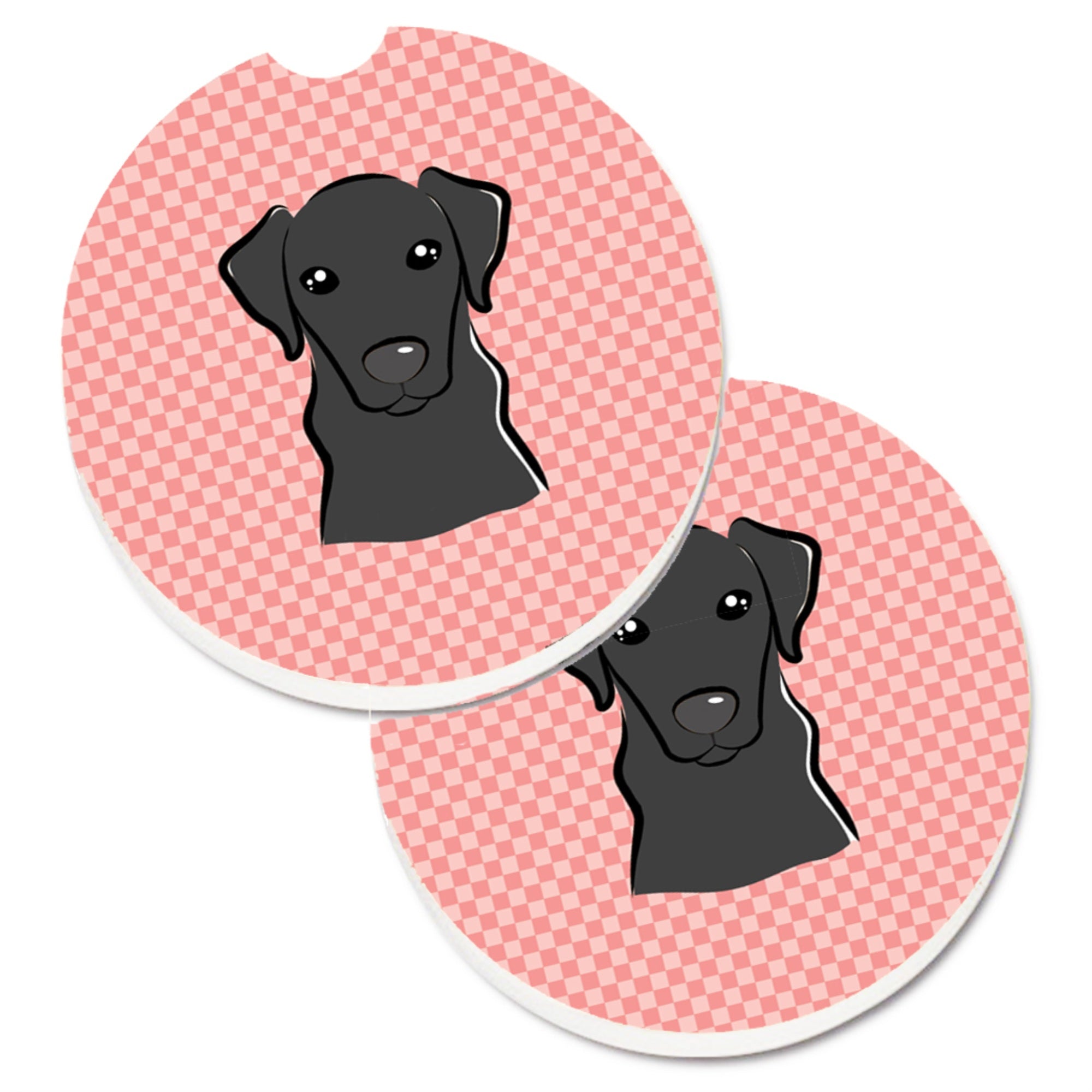 'Caroline'S Treasures Checkerboard Pink Black Labrador Set Of 2 Cup Holder Car Coasters Bb1235Carc, 2.56, Multicolor''