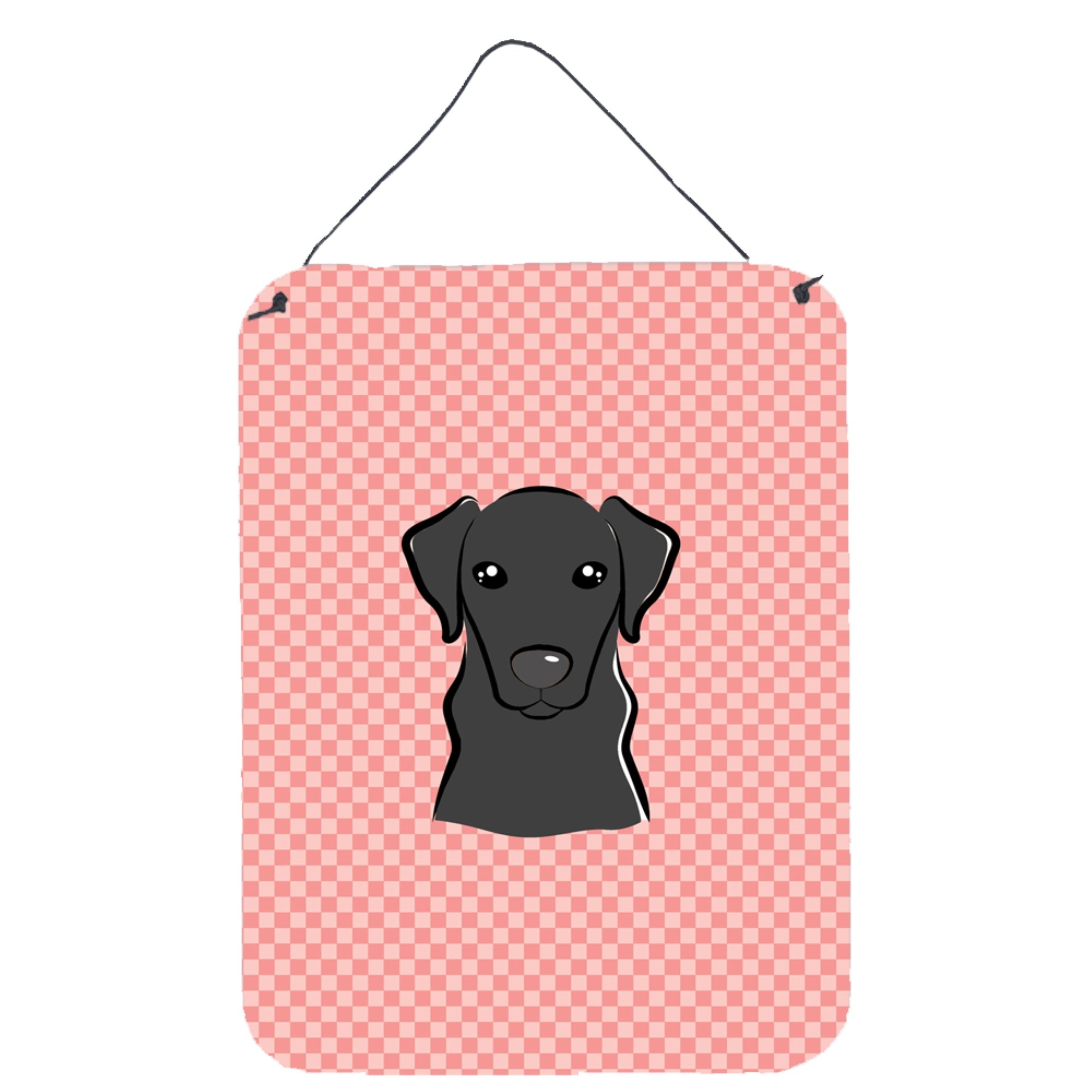 'Caroline'S Treasures Checkerboard Pink Black Labrador Wall Or Door Hanging Prints, 16'''' X 12''''''