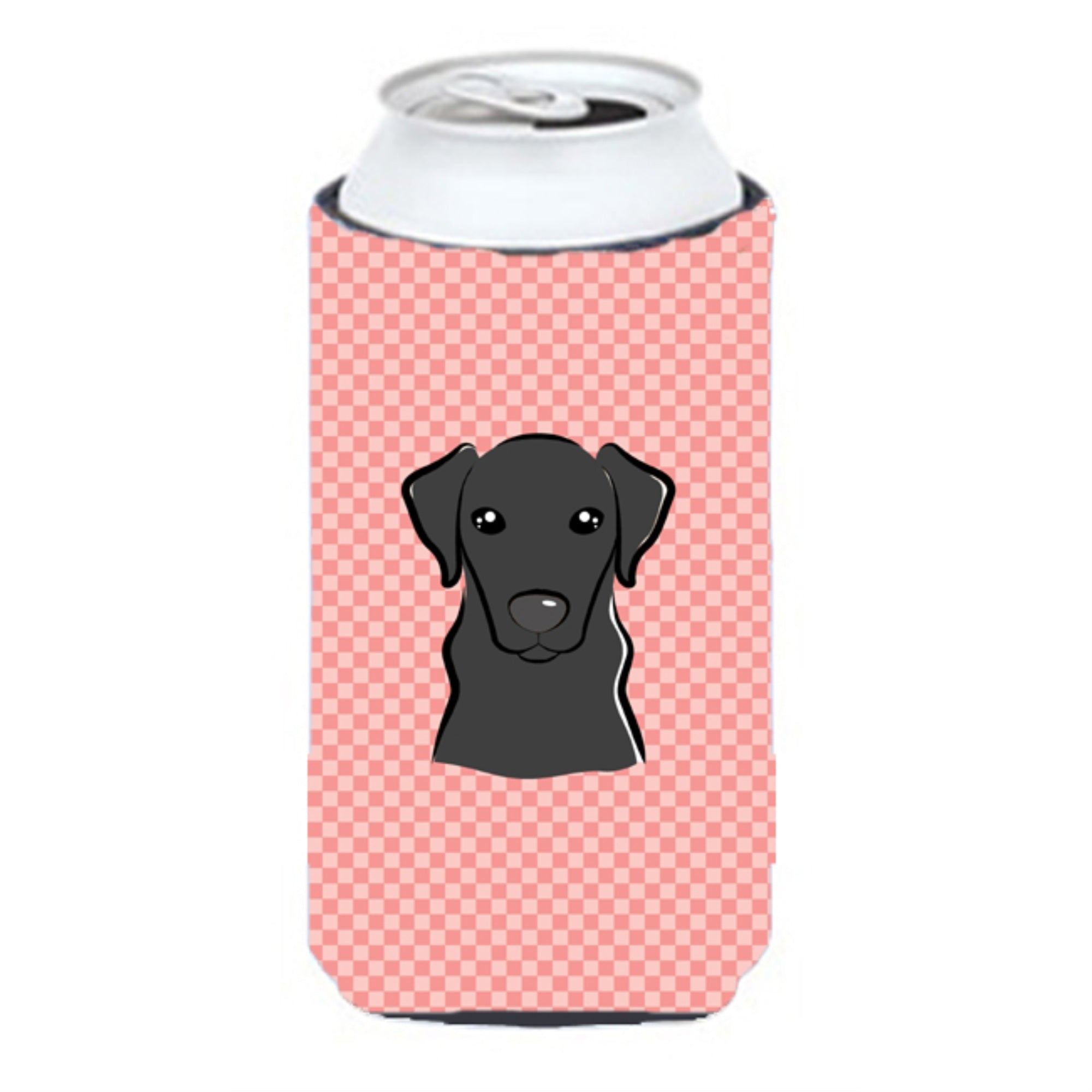 Checkerboard Pink Black Labrador Tall Boy Beverage Insulator Hugger Bb1235Tbc