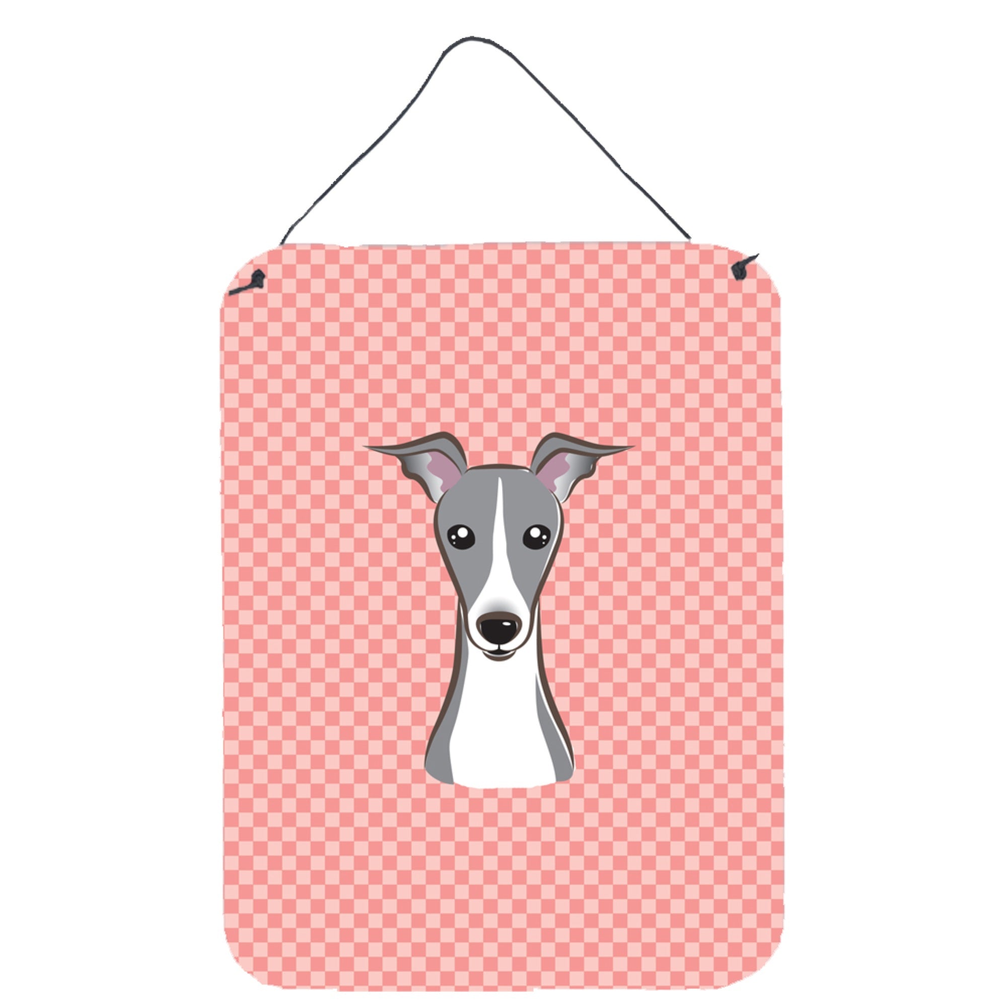 'Caroline'S Treasures Checkerboard Pink Italian Greyhound Wall Or Door Hanging Prints, 16'''' X 12''''''