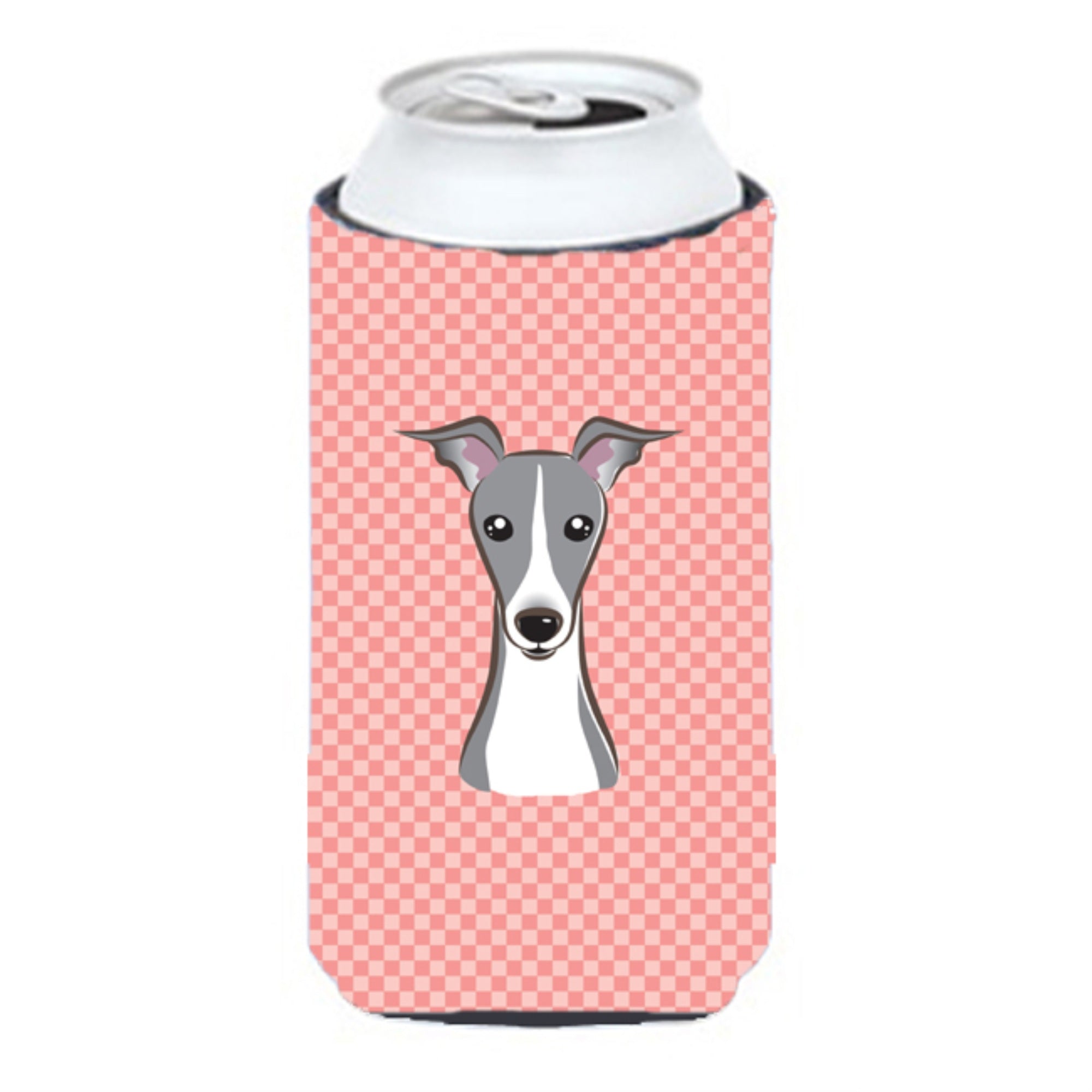 Checkerboard Pink Italian Greyhound Tall Boy Beverage Insulator Hugger Bb1236Tbc