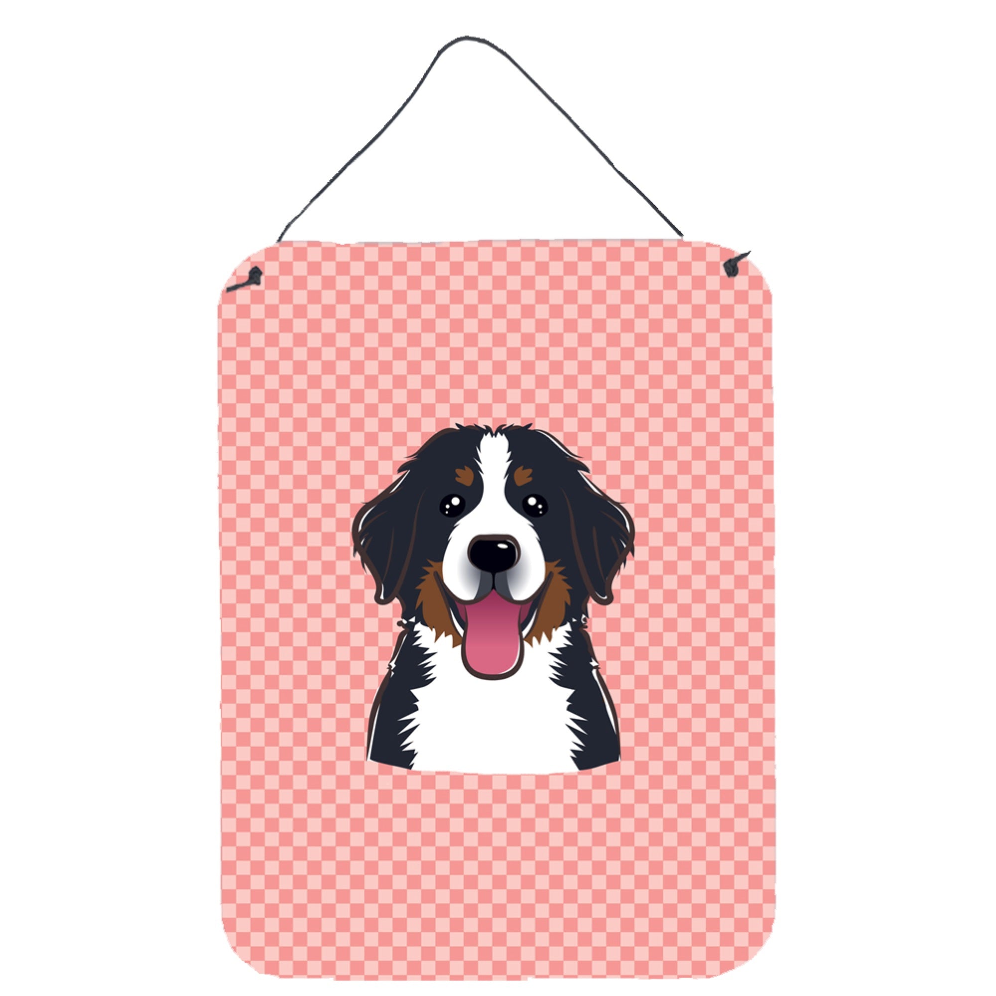 'Caroline'S Treasures Checkerboard Pink Bernese Mountain Dog Wall Or Door Hanging Prints, 16'''' X 12''''''