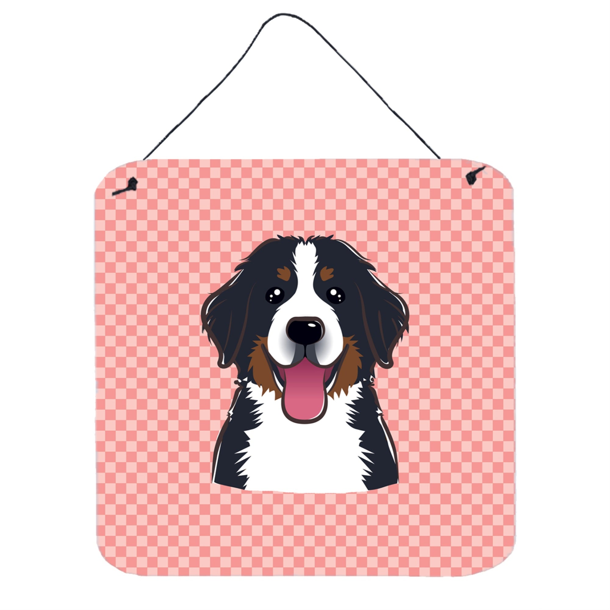 'Caroline'S Treasures Checkerboard Pink Bernese Mountain Dog Wall Or Door Hanging Prints, 6 X 6''''''