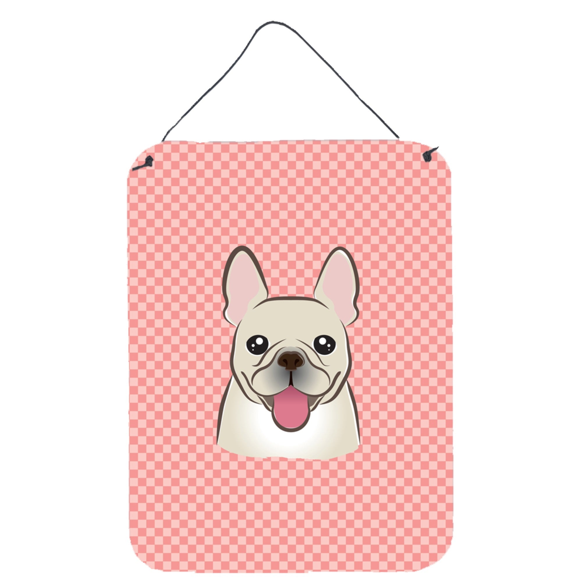 'Caroline'S Treasures Bb1238Ds1216 Checkerboard Pink French Bulldog Wall Or Door Hanging Prints, 16'''' X 12''''''