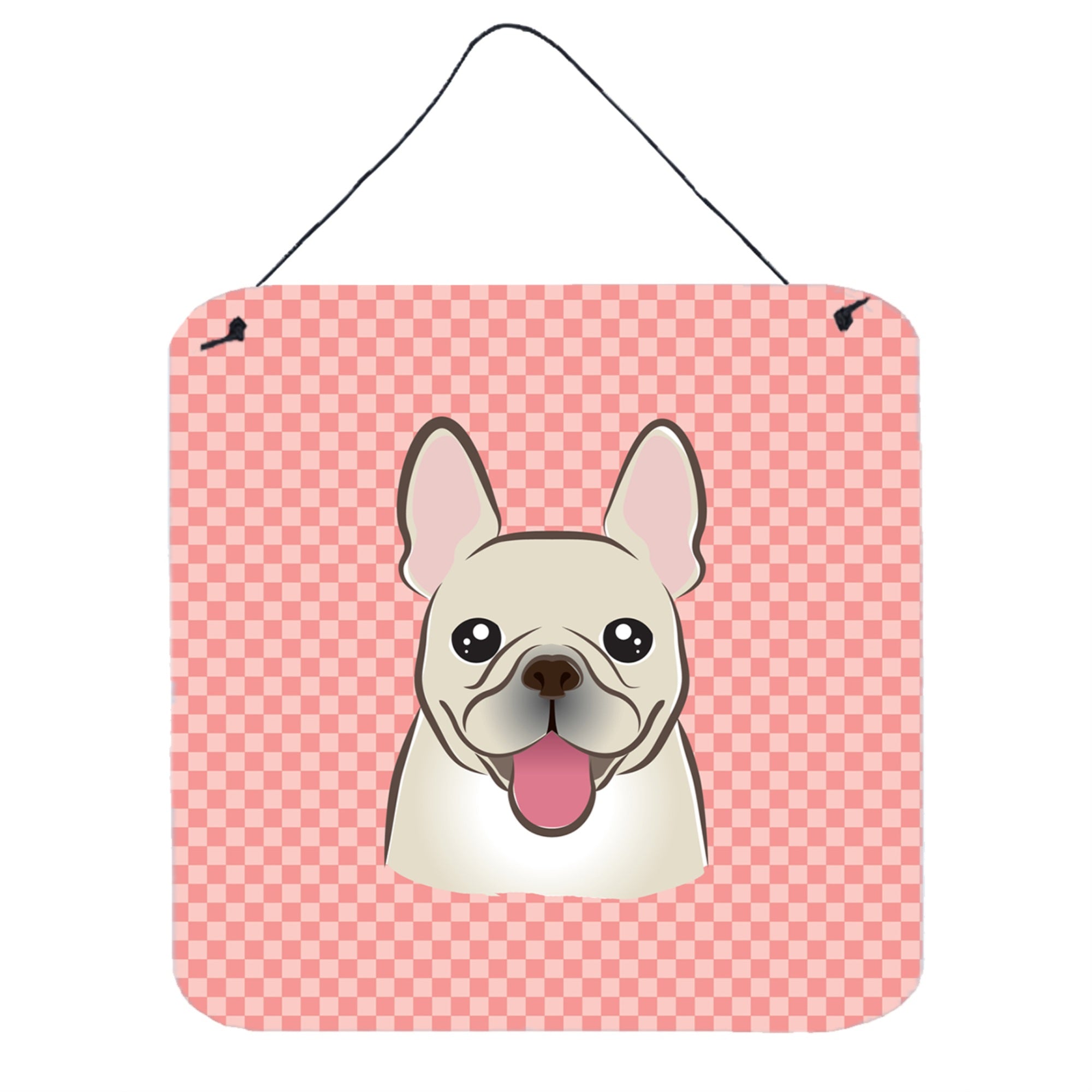 'Caroline'S Treasures Bb1238Ds66 Checkerboard Pink French Bulldog Wall Or Door Hanging Prints, 6 X 6''''''