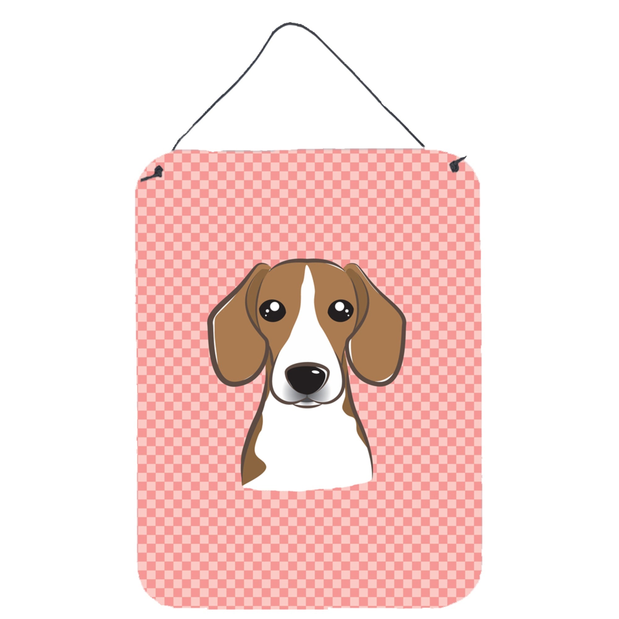'Caroline'S Treasures Checkerboard Pink Beagle Wall Or Door Hanging Prints, 16'''' X 12''''''