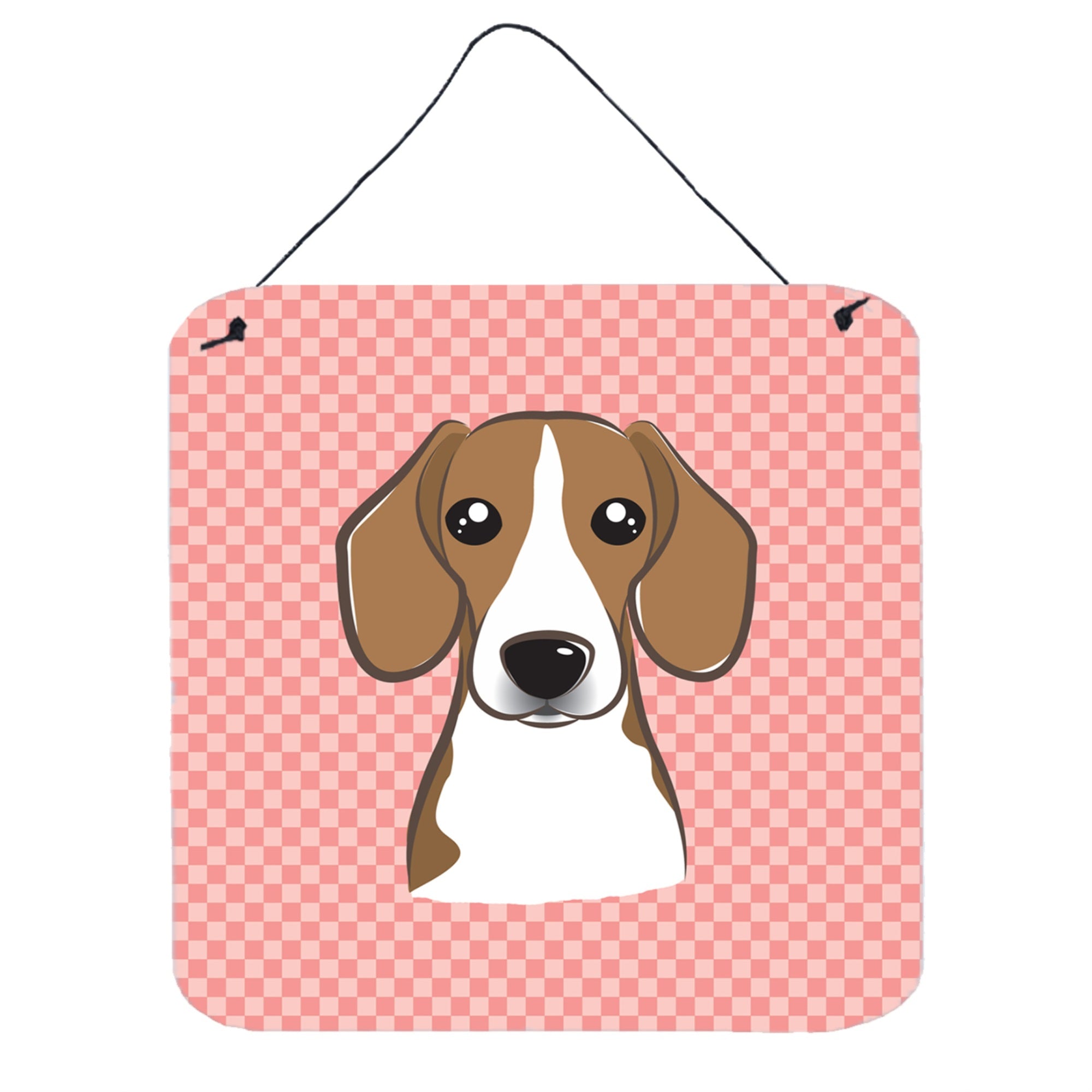 'Caroline'S Treasures Checkerboard Pink Beagle Aluminum Metal Wall Or Door Hanging Prints, 6 X 6''''''