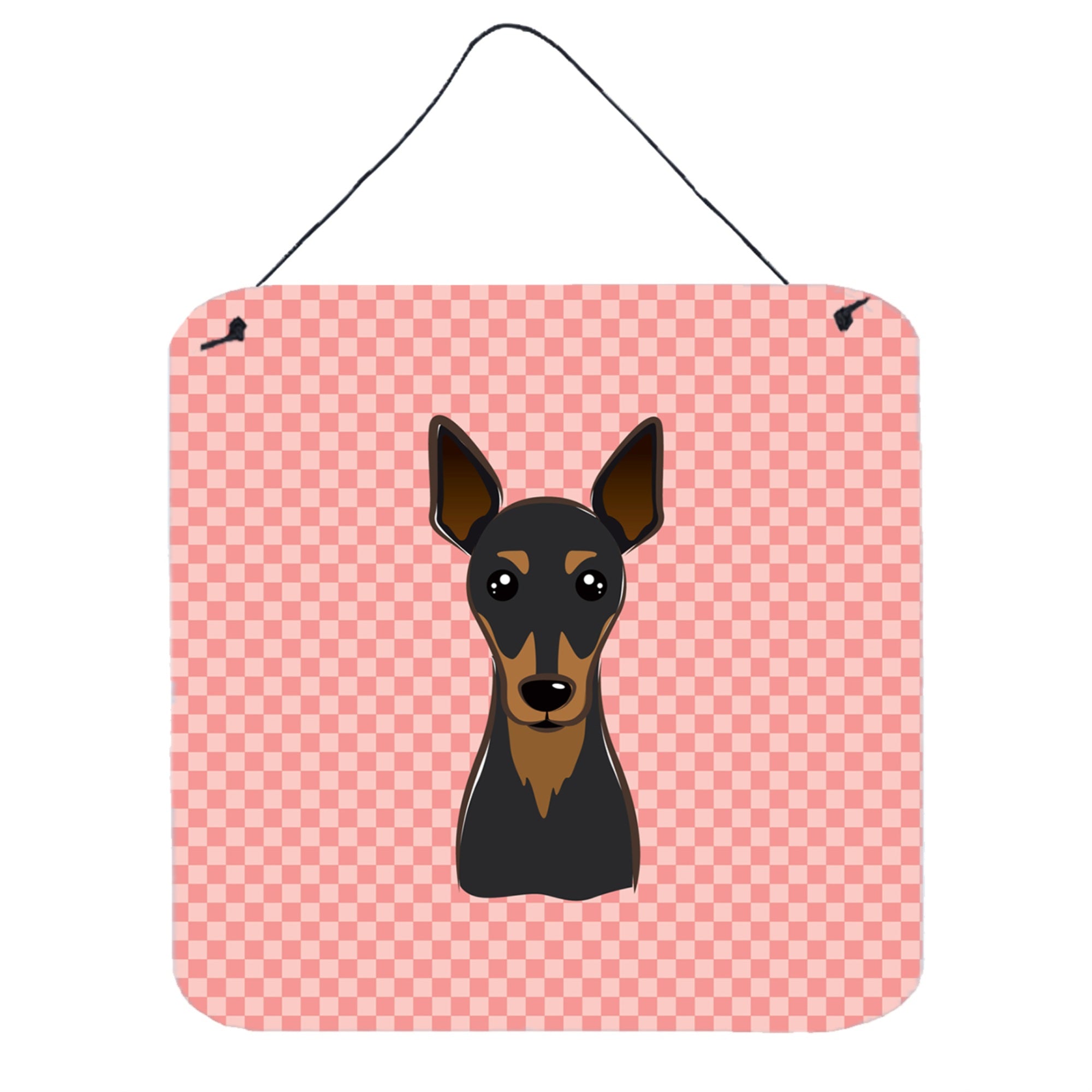 'Caroline'S Treasures Checkerboard Pink Min Pin Wall Or Door Hanging Prints, 6 X 6''''''