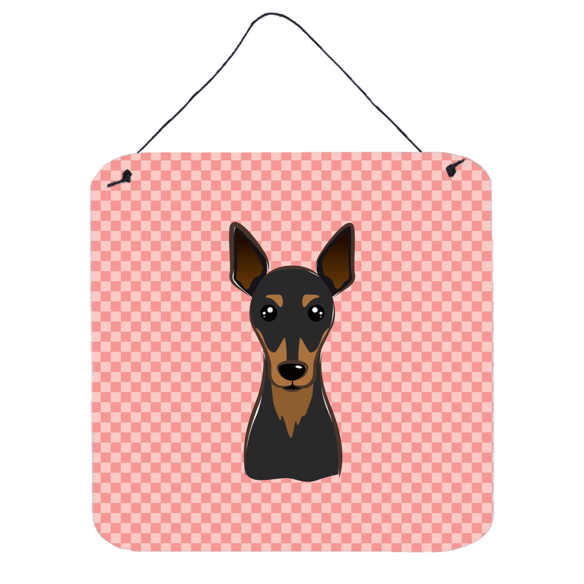 'Caroline'S Treasures Checkerboard Pink Min Pin Wall Or Door Hanging Prints, 6 X 6''''''
