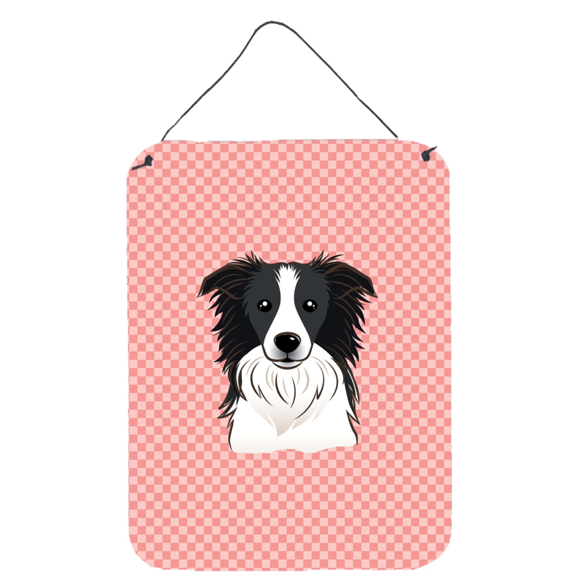 'Caroline'S Treasures Checkerboard Pink Border Collie Wall Or Door Hanging Prints, 16'''' X 12''''''