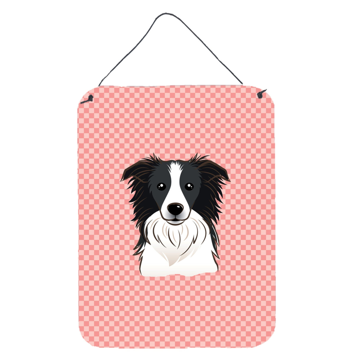 'Caroline'S Treasures Checkerboard Pink Border Collie Wall Or Door Hanging Prints, 16'''' X 12''''''