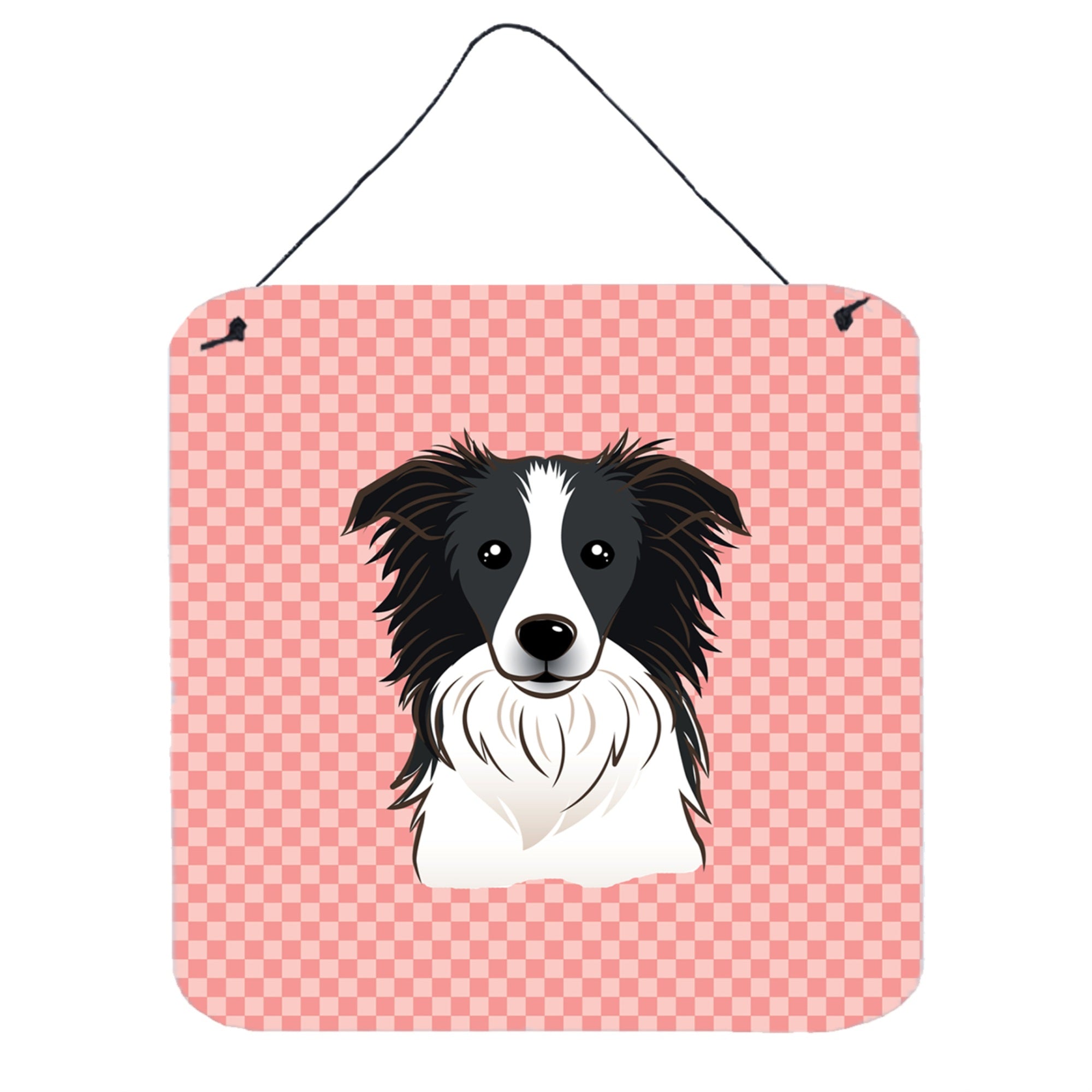 'Caroline'S Treasures Checkerboard Pink Border Collie Wall Or Door Hanging Prints, 6 X 6''''''