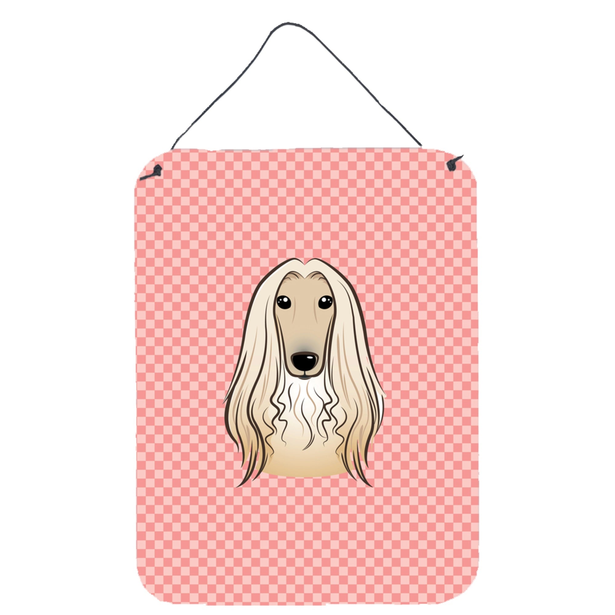 'Caroline'S Treasures Checkerboard Pink Afghan Hound Wall Or Door Hanging Prints, 16'''' X 12''''''