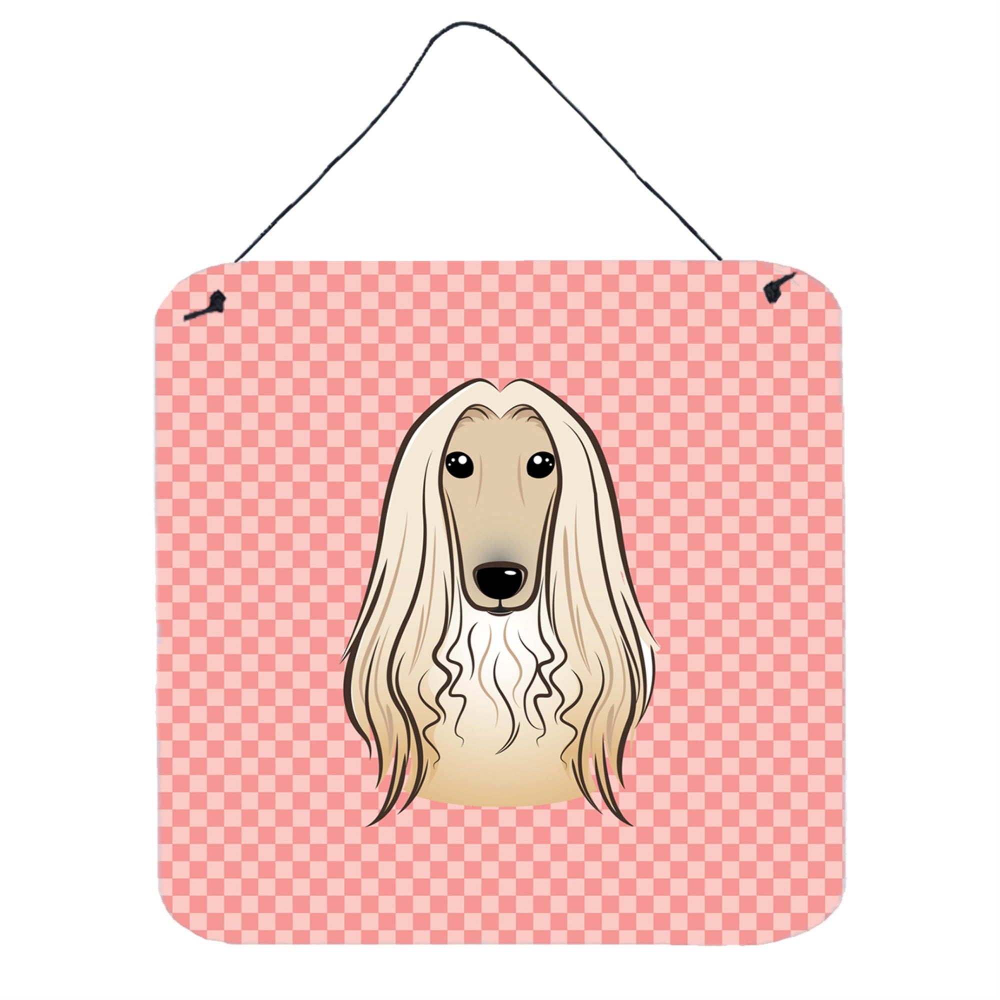 'Caroline'S Treasures Checkerboard Pink Afghan Hound Wall Or Door Hanging Prints, 6 X 6''''''