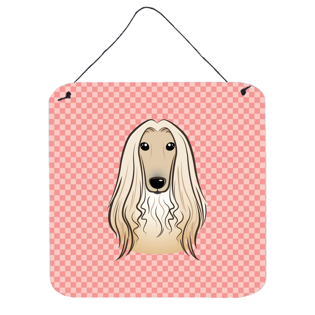 'Caroline'S Treasures Checkerboard Pink Afghan Hound Wall Or Door Hanging Prints, 6 X 6''''''