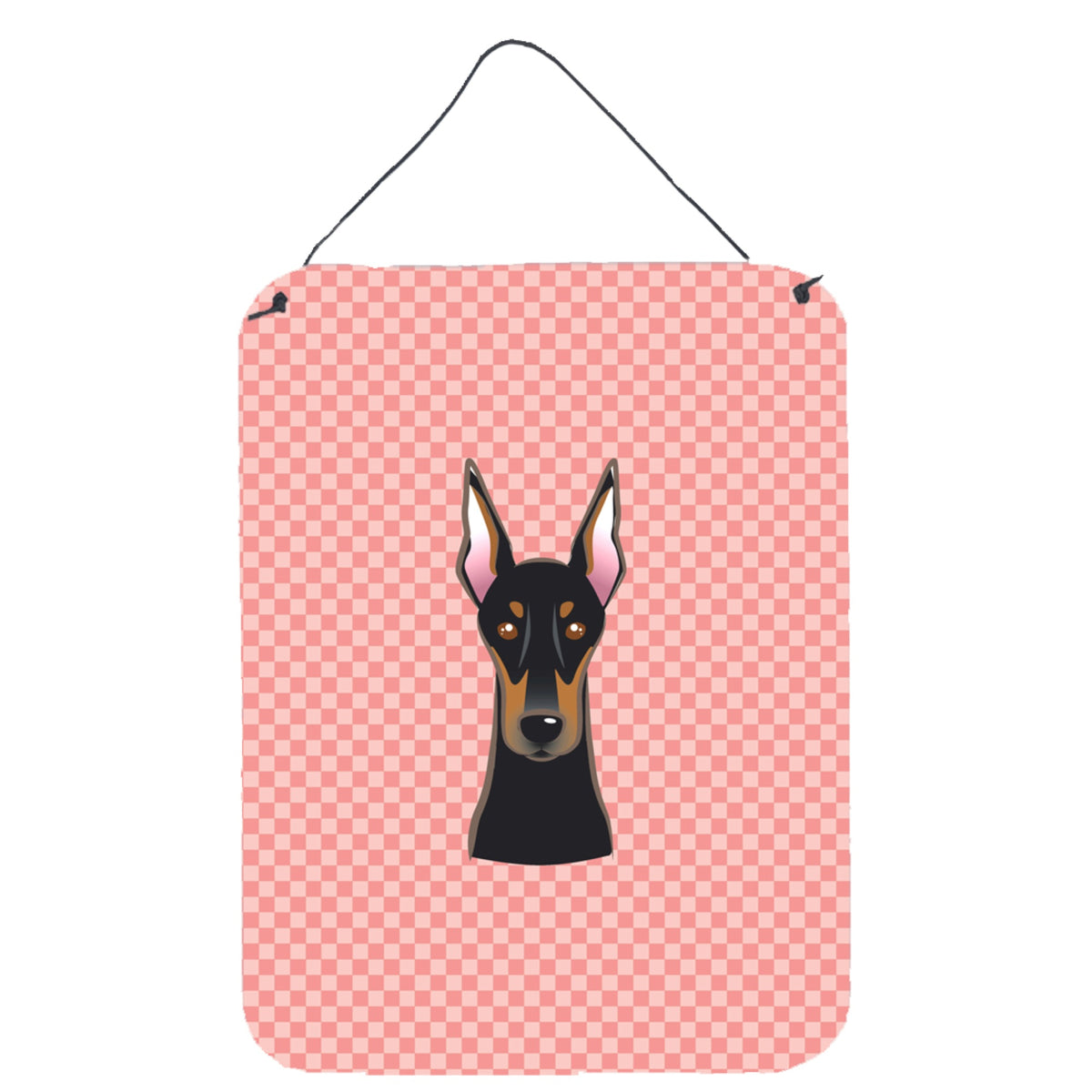 'Caroline'S Treasures Checkerboard Pink Doberman Wall Or Door Hanging Prints, 16'''' X 12''''''