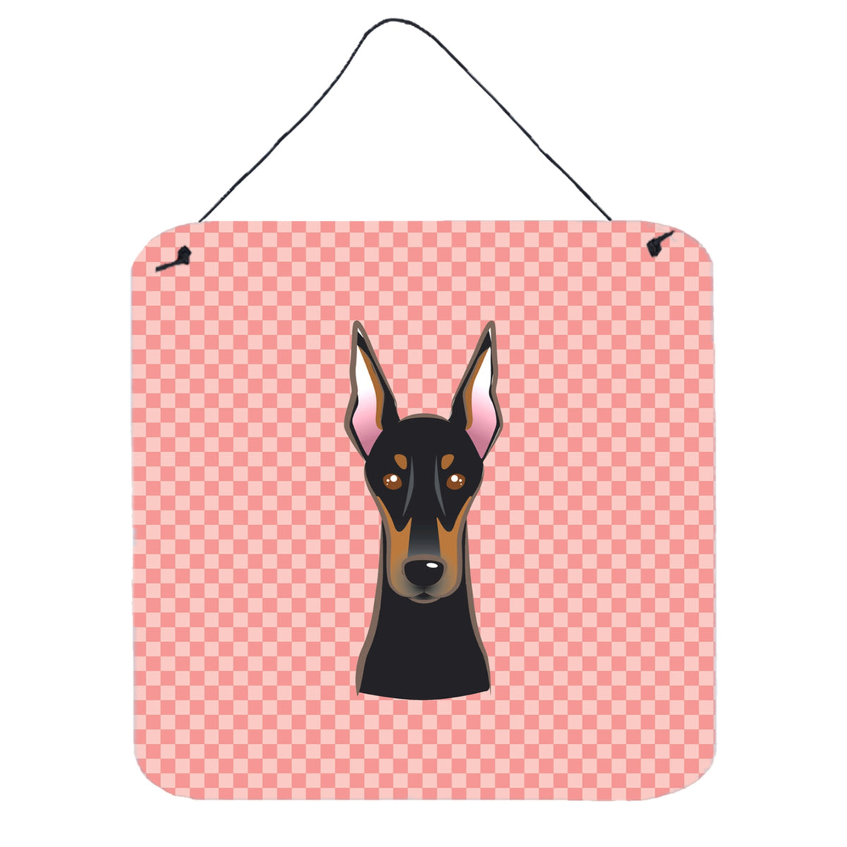 'Caroline'S Treasures Checkerboard Pink Doberman Wall Or Door Hanging Prints, 6 X 6''''''