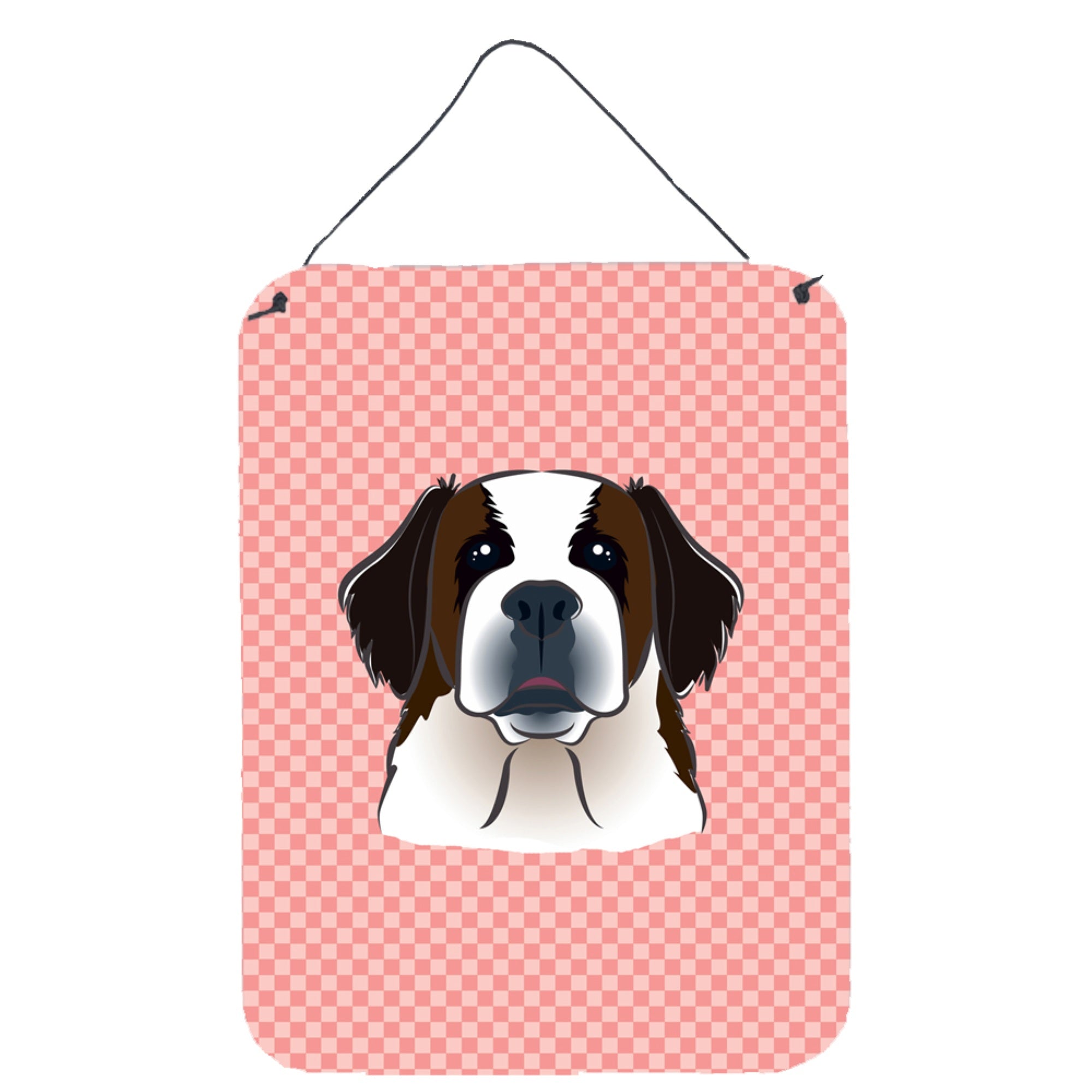 'Caroline'S Treasures Checkerboard Pink Saint Bernard Wall Or Door Hanging Prints, 16'''' X 12''''''