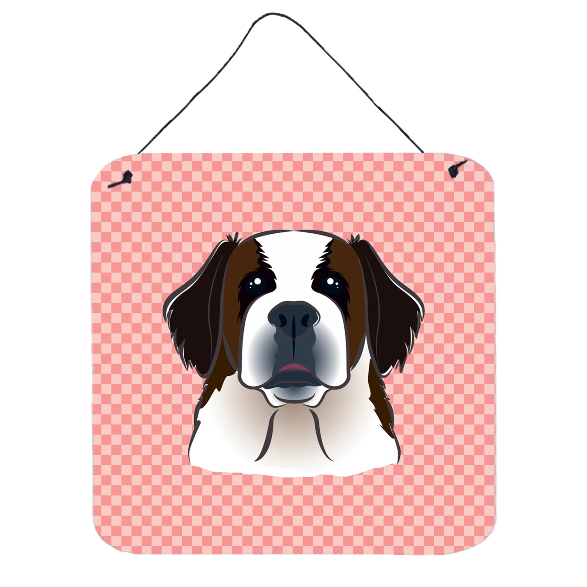 'Caroline'S Treasures Checkerboard Pink Saint Bernard Wall Or Door Hanging Prints, 6 X 6''''''