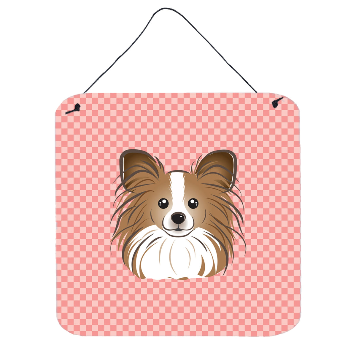 'Caroline'S Treasures Checkerboard Pink Papillion Wall Or Door Hanging Prints, 6 X 6''''''