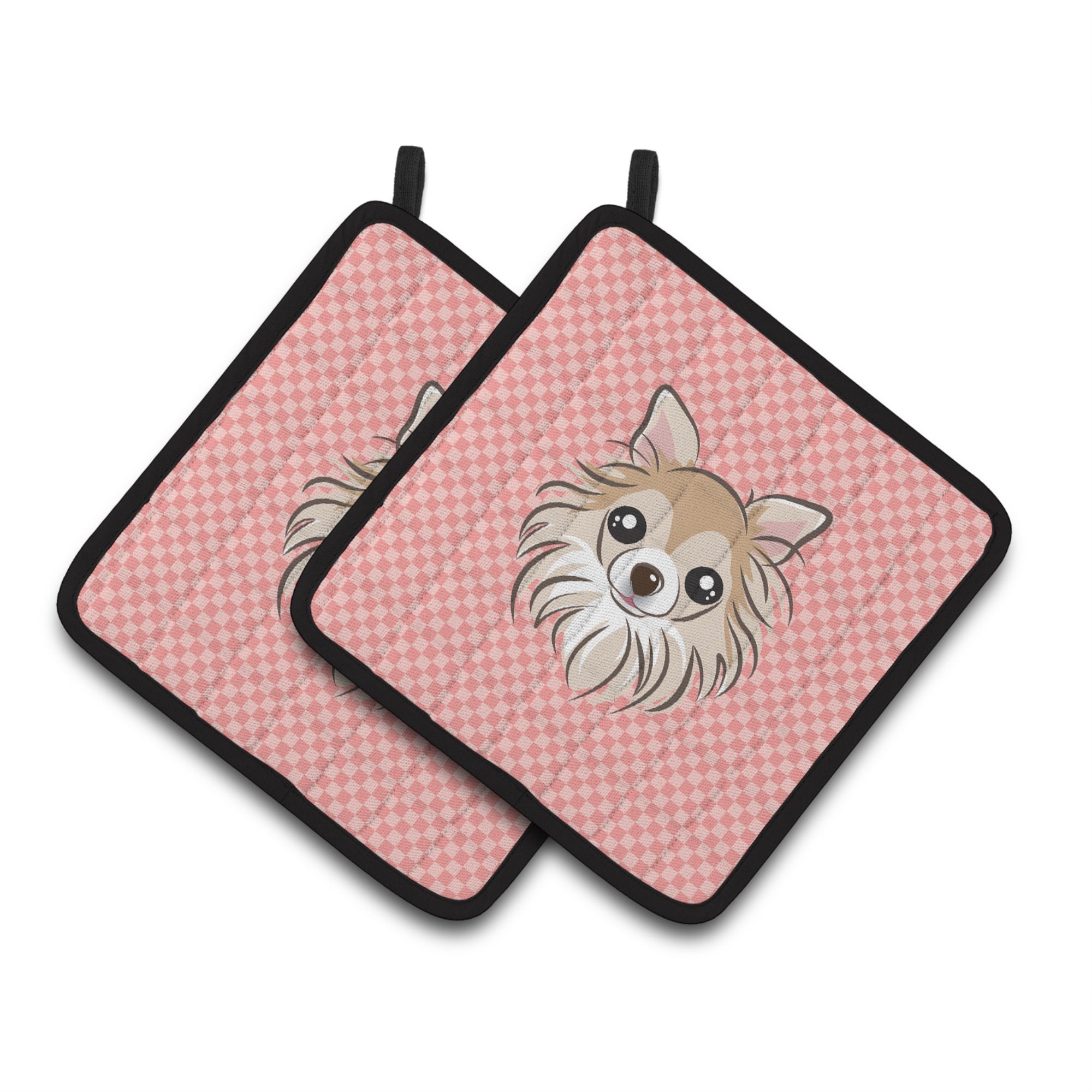 'Caroline'S Treasures Checkerboard Pink Chihuahua Pair Of Pot Holders Bb1251Pthd, 7.5Hx7.5W, Multicolor''