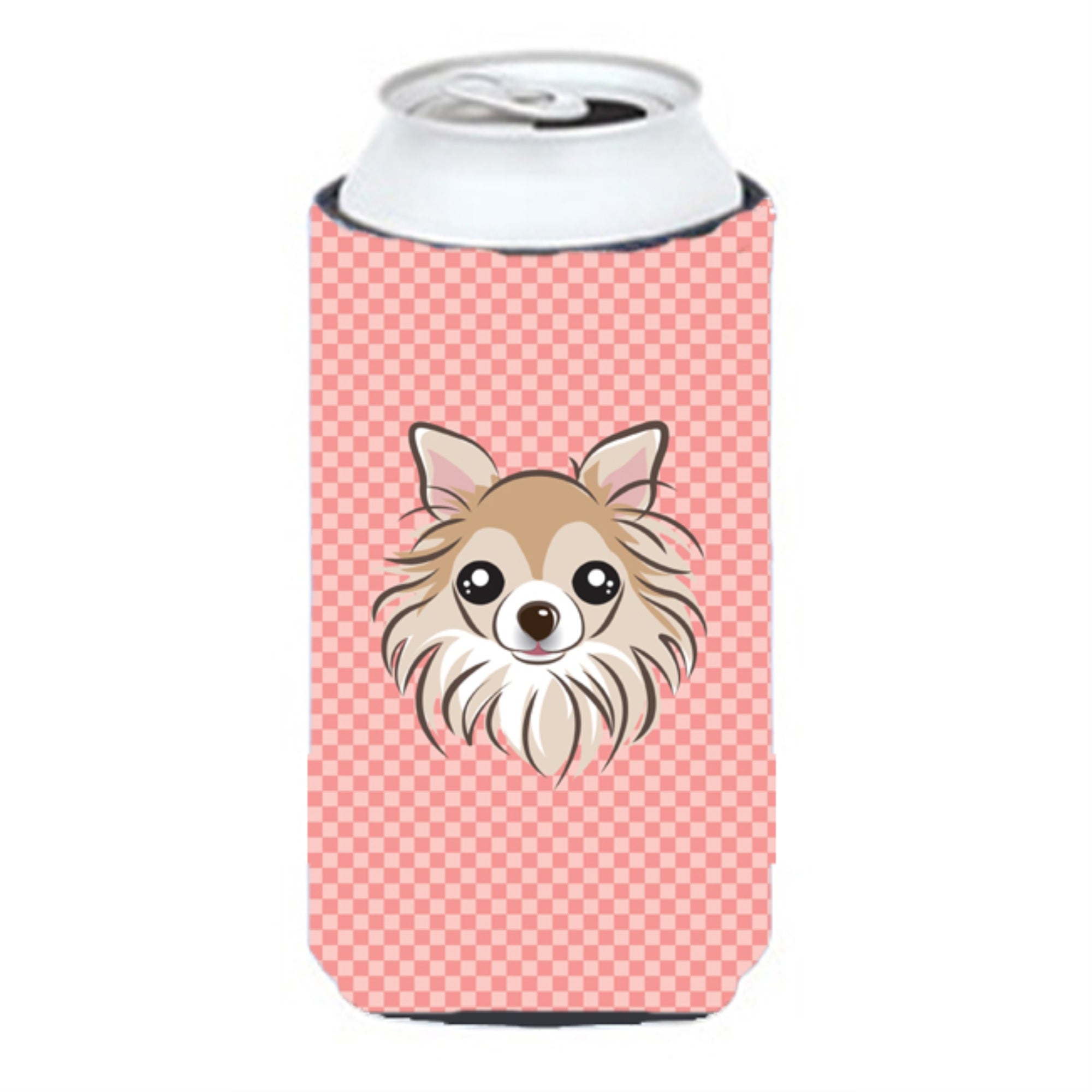Checkerboard Pink Chihuahua Tall Boy Beverage Insulator Hugger Bb1251Tbc