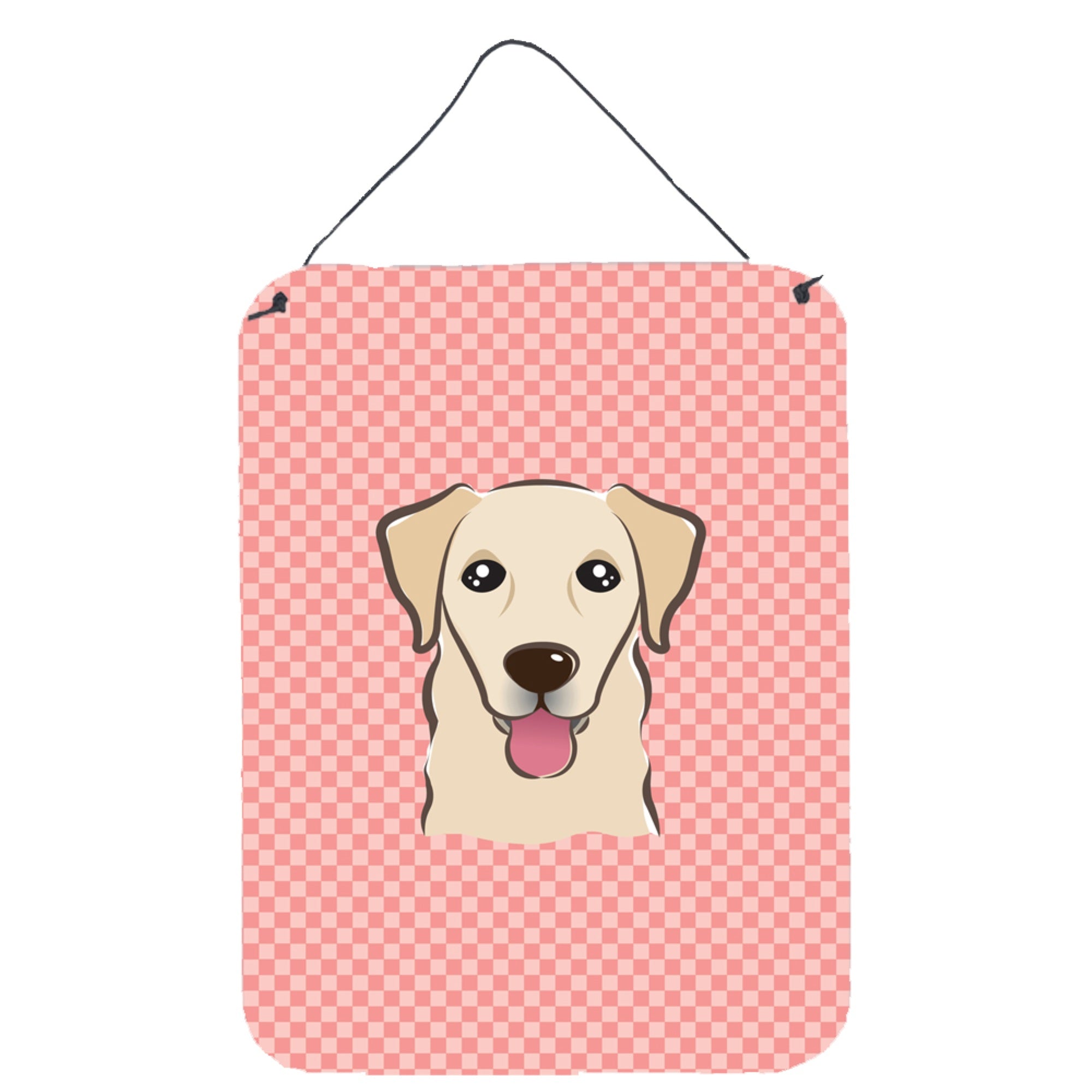 'Caroline'S Treasures Bb1252Ds1216 Checkerboard Pink Golden Retriever Wall Or Door Hanging Prints, 16'''' X 12''''''