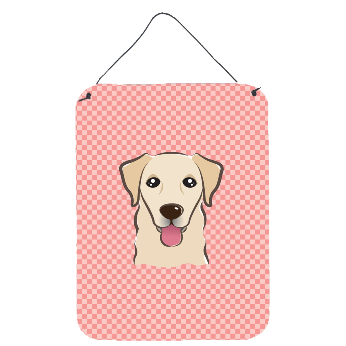 'Caroline'S Treasures Bb1252Ds1216 Checkerboard Pink Golden Retriever Wall Or Door Hanging Prints, 16'''' X 12''''''