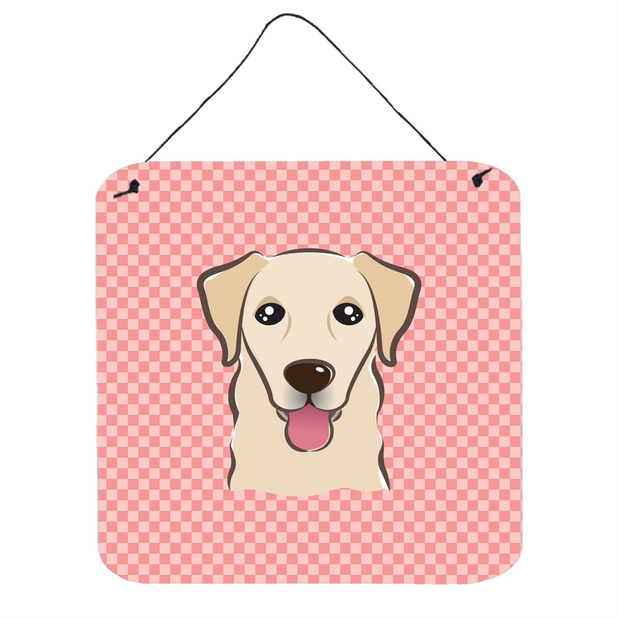 'Caroline'S Treasures Bb1252Ds66 Checkerboard Pink Golden Retriever Wall Or Door Hanging Prints, 6 X 6''''''