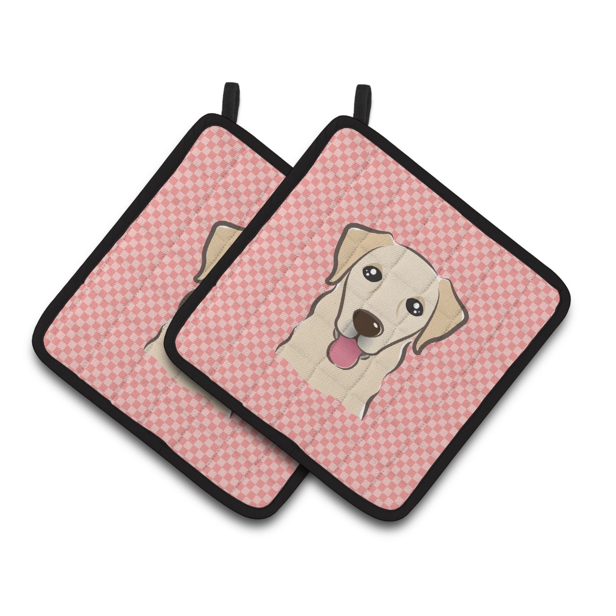 'Caroline'S Treasures Checkerboard Pink Golden Retriever Pair Of Pot Holders Bb1252Pthd, 7.5Hx7.5W, Multicolor''