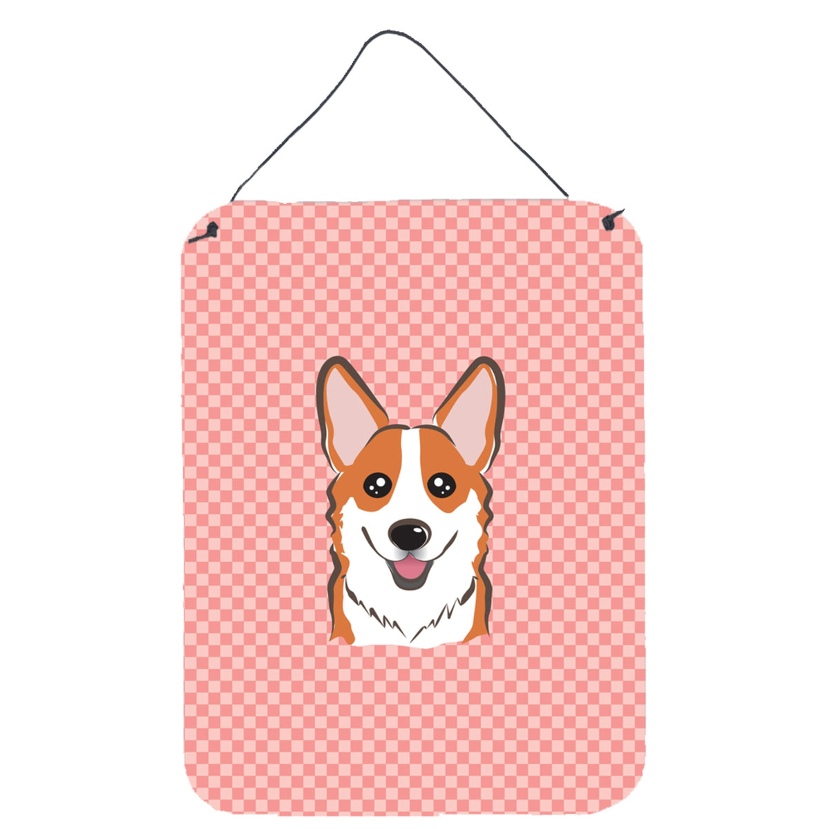 'Caroline'S Treasures Bb1254Ds1216 Checkerboard Pink Corgi Wall Or Door Hanging Prints, 16'''' X 12''''''