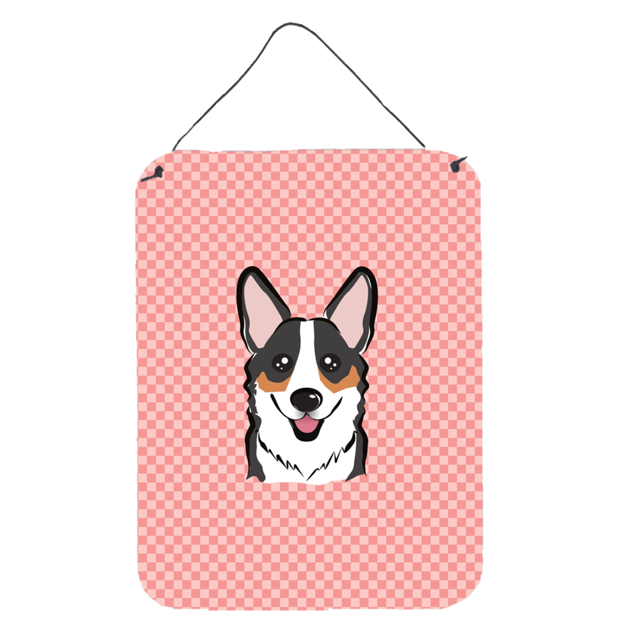 'Caroline'S Treasures Bb1255Ds1216 Checkerboard Pink Corgi Wall Or Door Hanging Prints, 16'''' X 12''''''