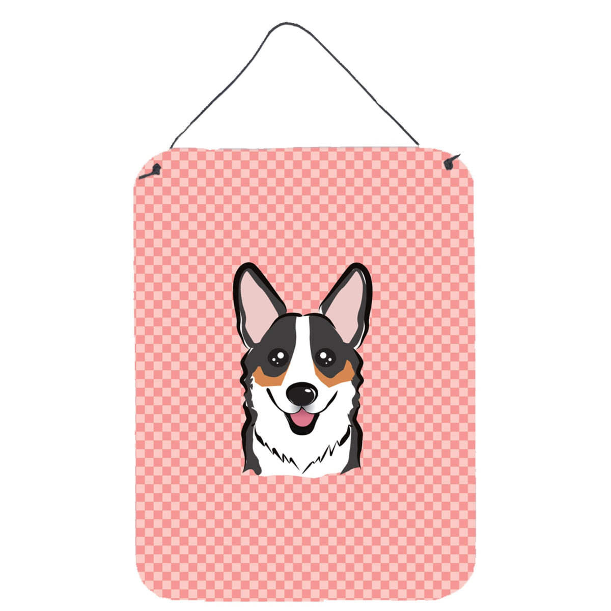 'Caroline'S Treasures Bb1255Ds1216 Checkerboard Pink Corgi Wall Or Door Hanging Prints, 16'''' X 12''''''