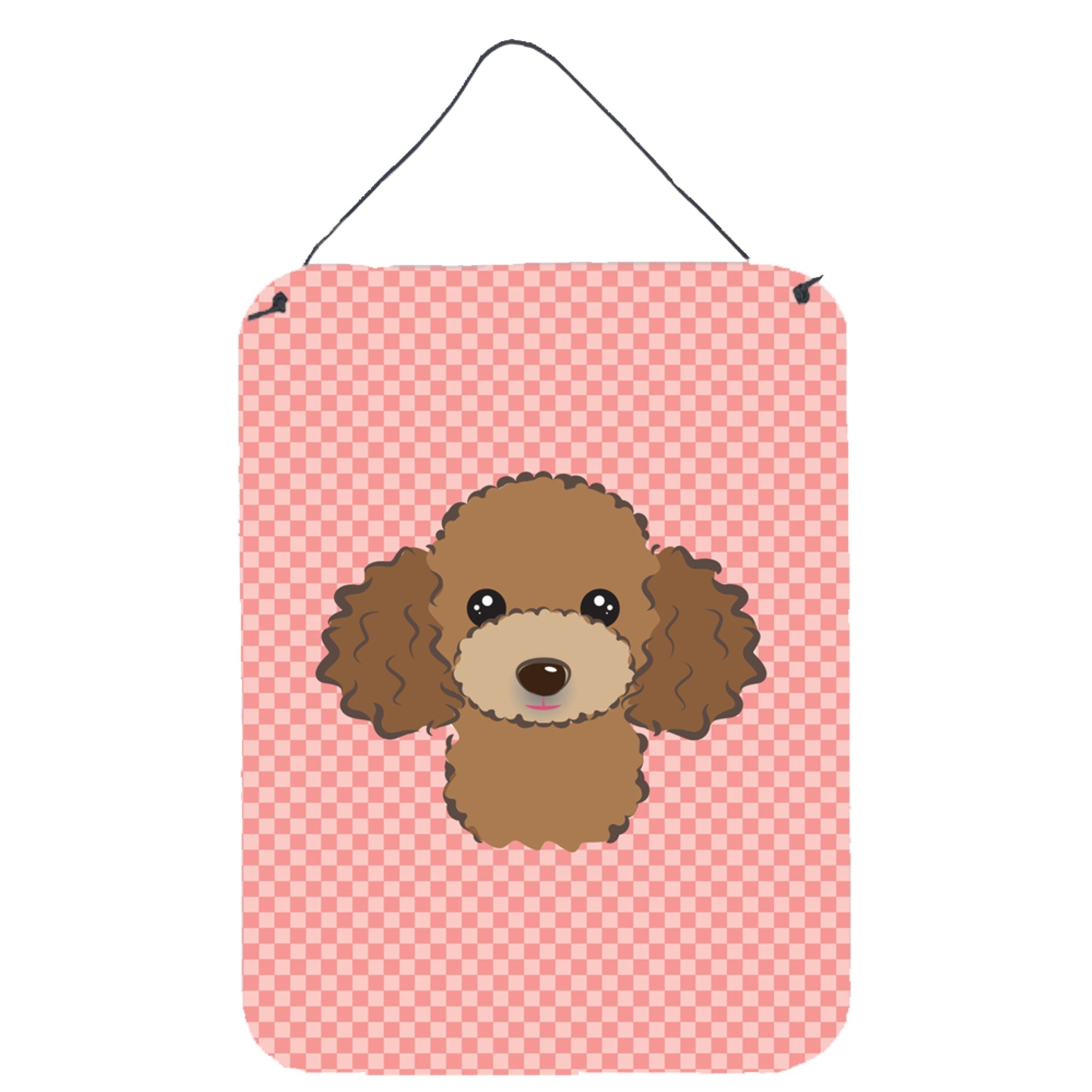 'Caroline'S Treasures Checkerboard Pink Chocolate Brown Poodle Wall Or Door Hanging Prints, 16'''' X 12''''''