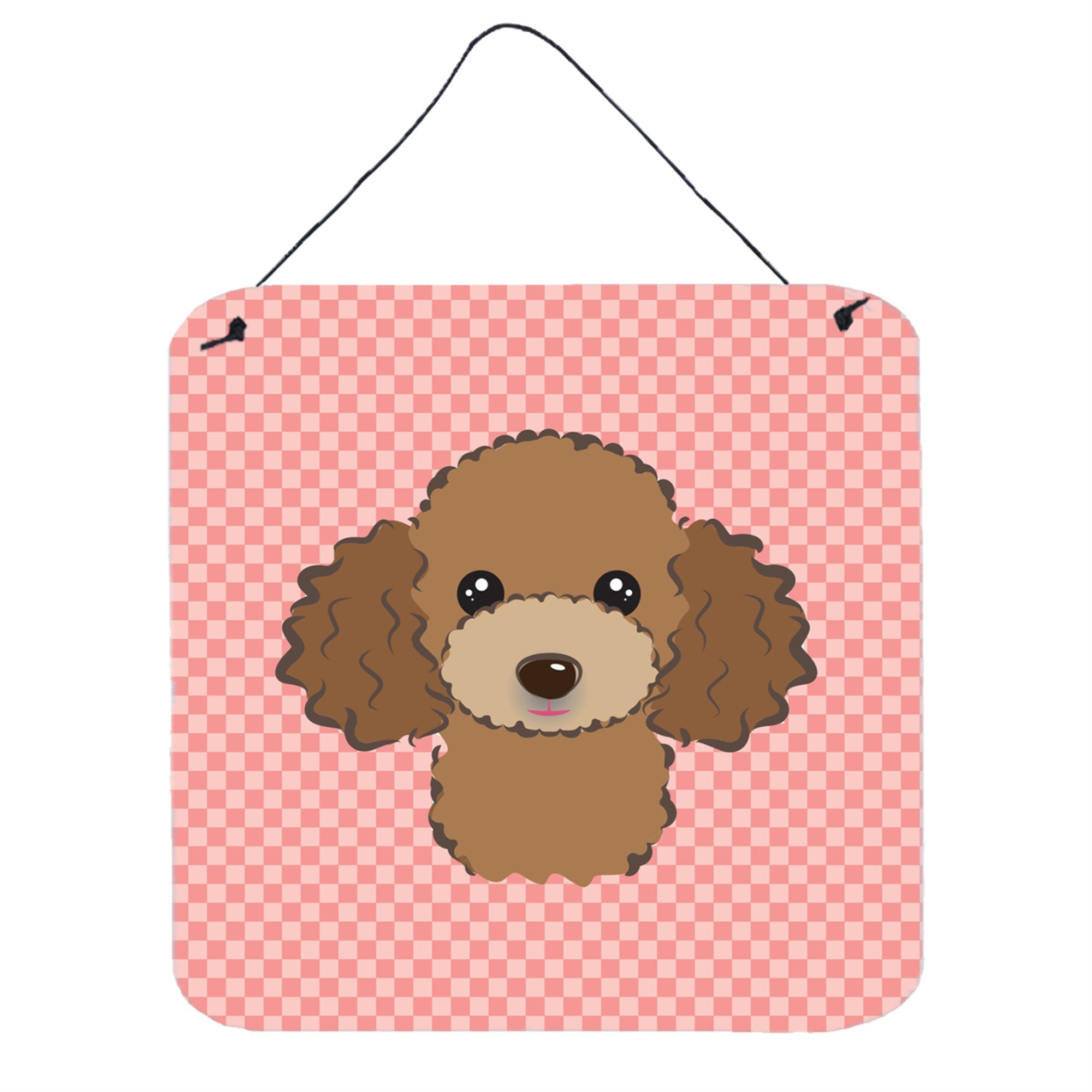 'Caroline'S Treasures Checkerboard Pink Chocolate Brown Poodle Wall Or Door Hanging Prints, 6 X 6''''''
